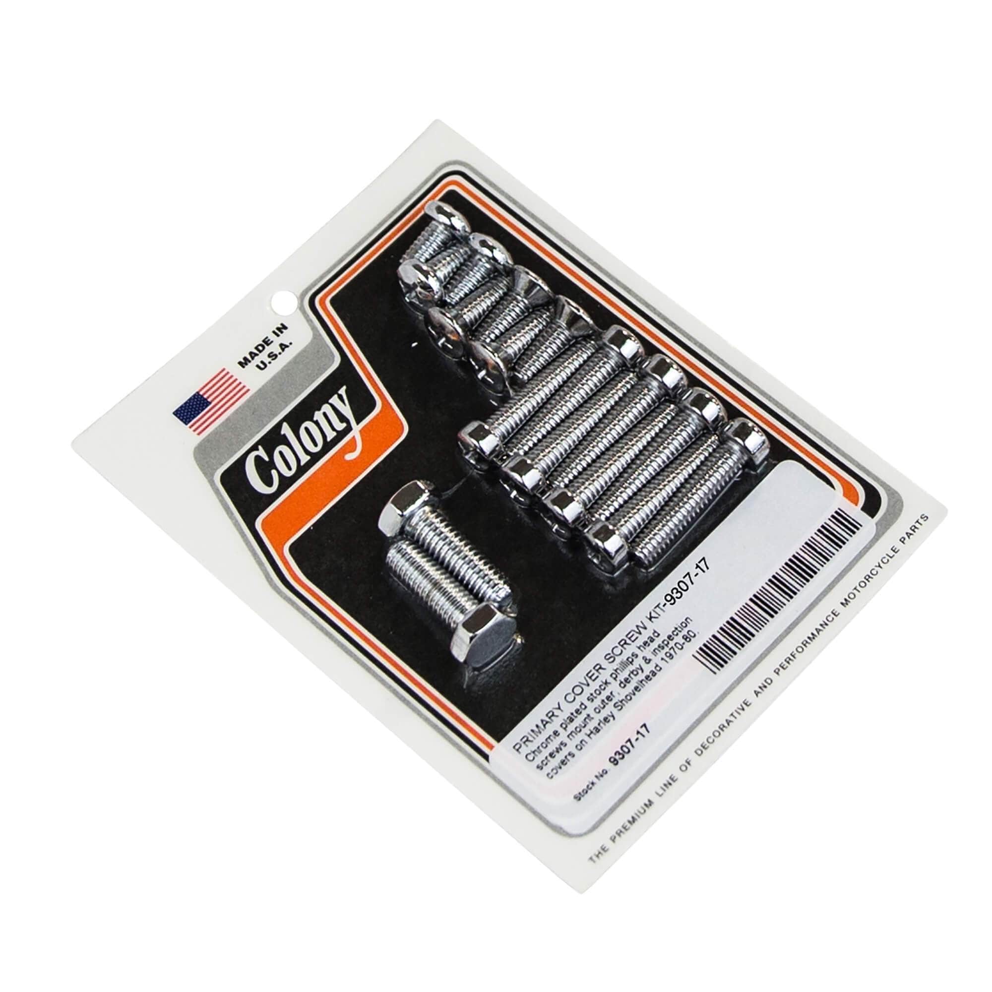 #9307-17 Primary Cover Screw Kit 1970-1980 Harley-Davidson Shovelhead - Chrome Plated