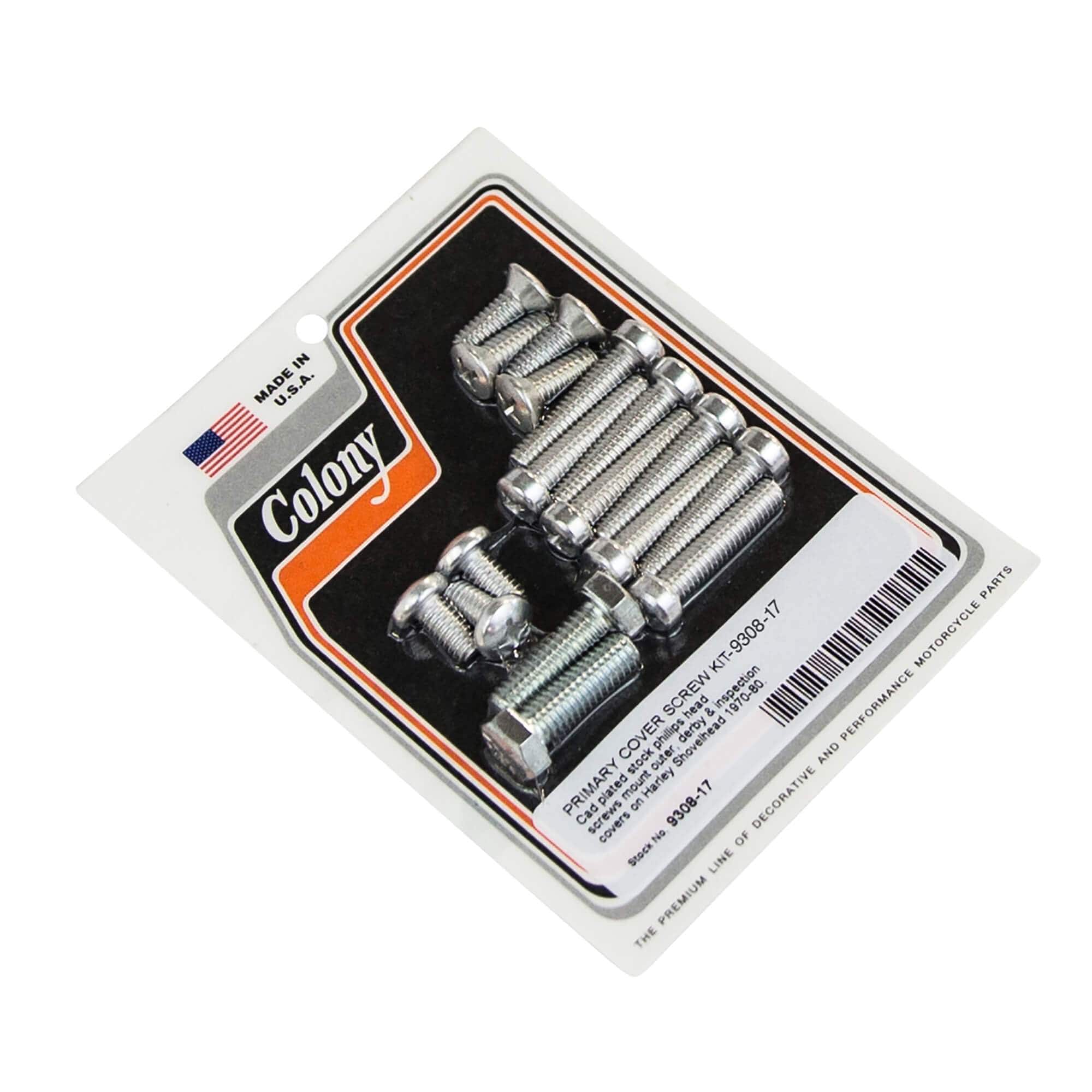 #9308-17 Primary Cover Screw Kit 1970-1980 Harley-Davidson Shovelhead - CAD Plated