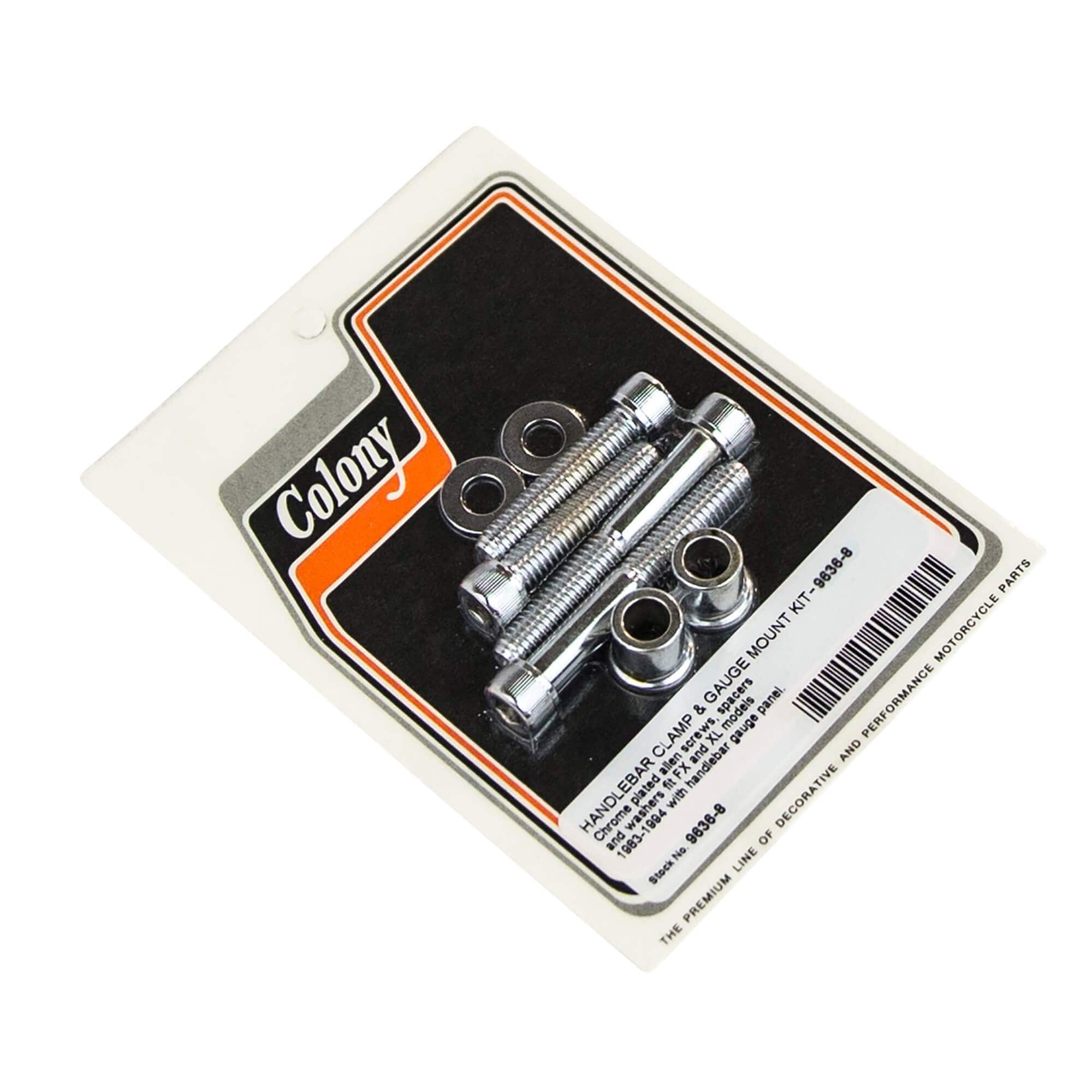 #9636-8 Handlebar Clamp & Gauge Mount Kit 1983-1994 Harley-Davidson FX/XL - Chrome Plated