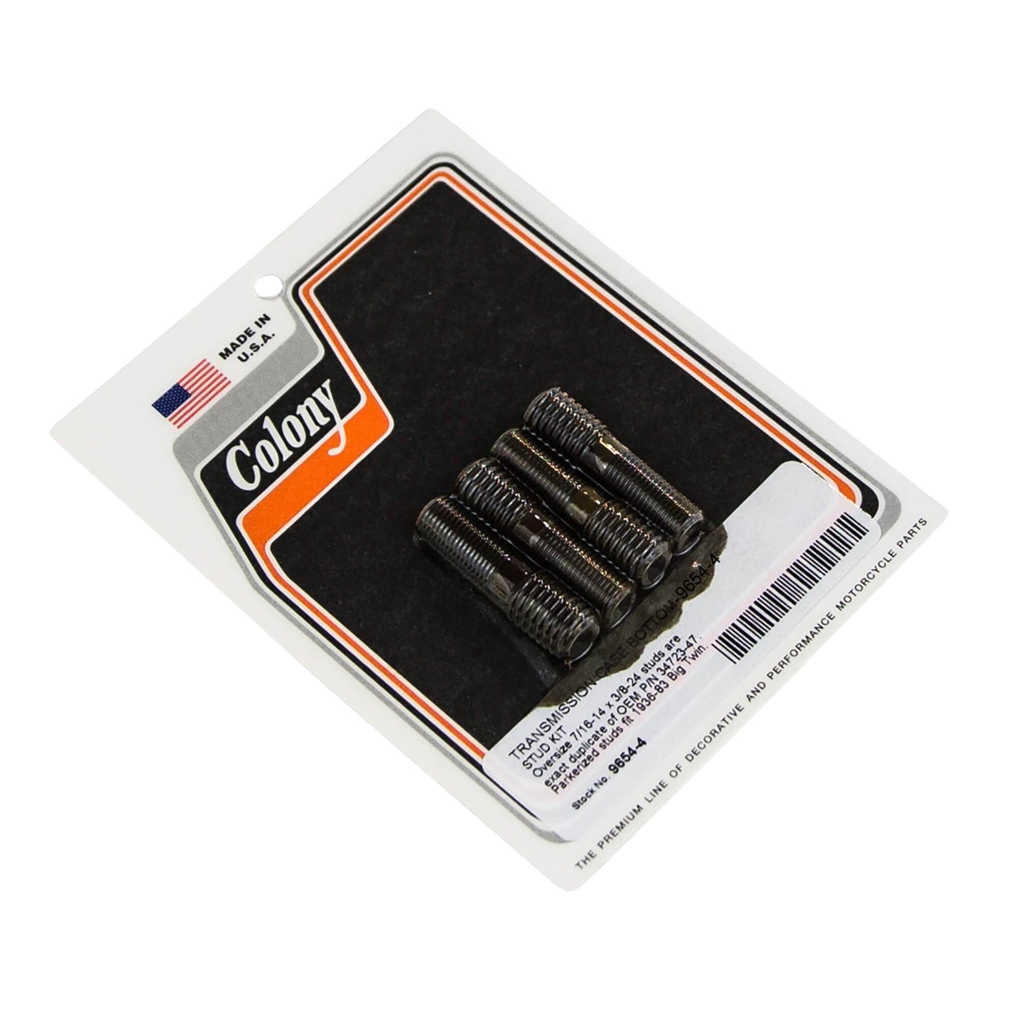 #9654-4 Oversize Transmission Case Bottom Stud Kit 1936-1983 Harley-Davidson Big Twins - Parkerized