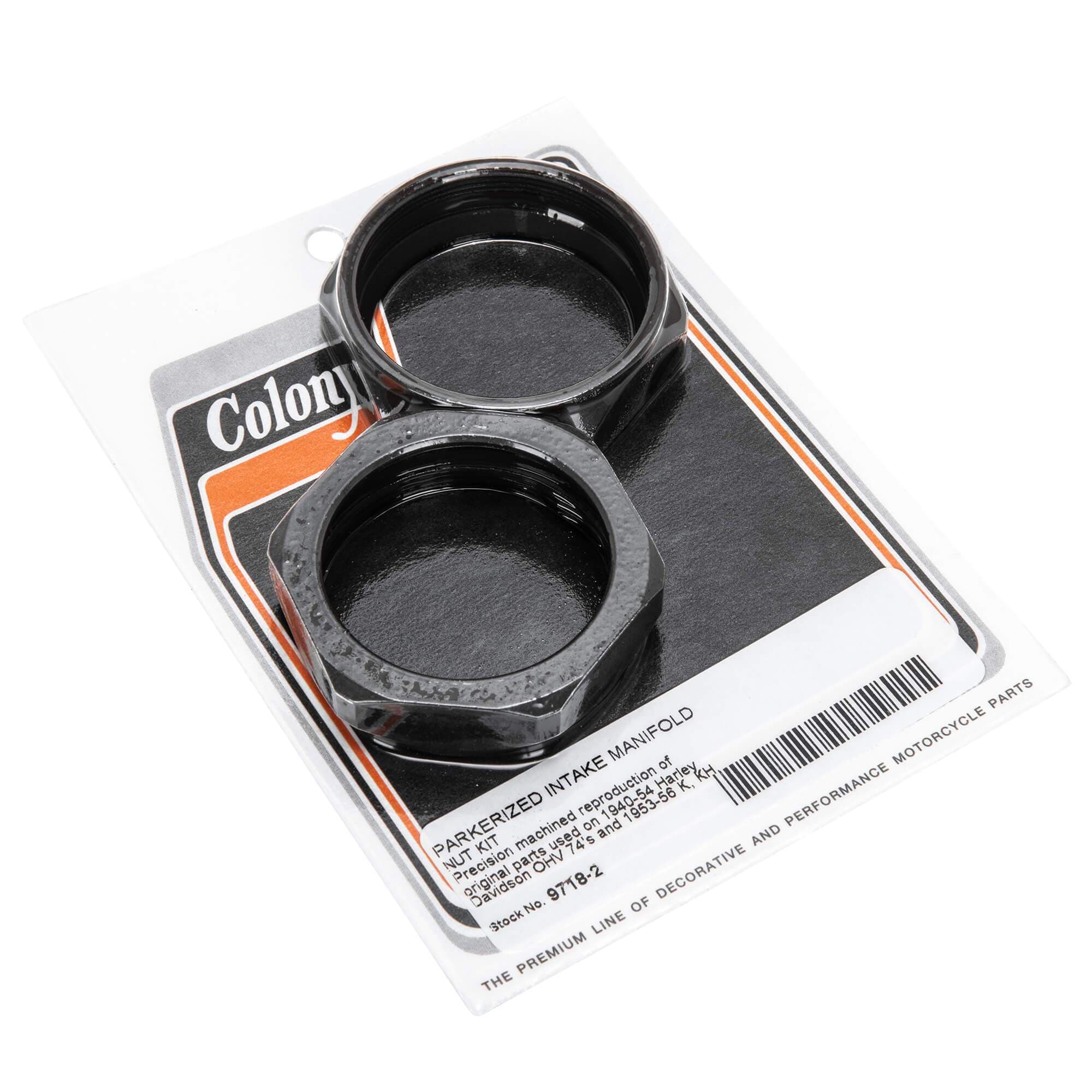 #9718-2 Intake Manifold Nut Kit 1940-1954 Harley-Davidson OHV 74's 1953-1956 K/KH - Parkerized