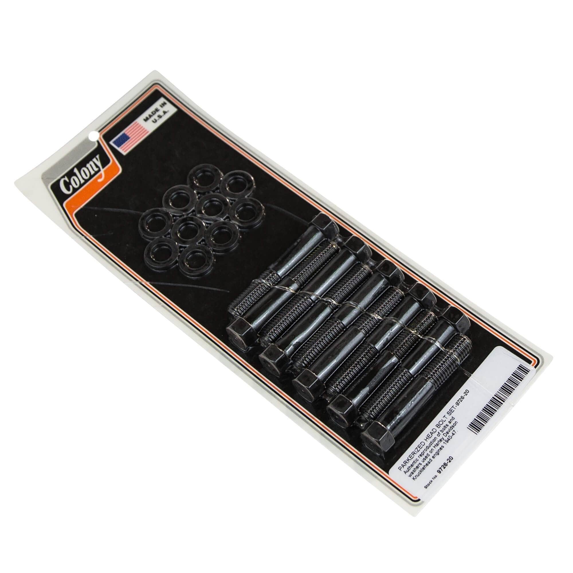#9726-20 Head Bolt Set 1940-1947 Harley-Davidson Knucklehead - Parkerized