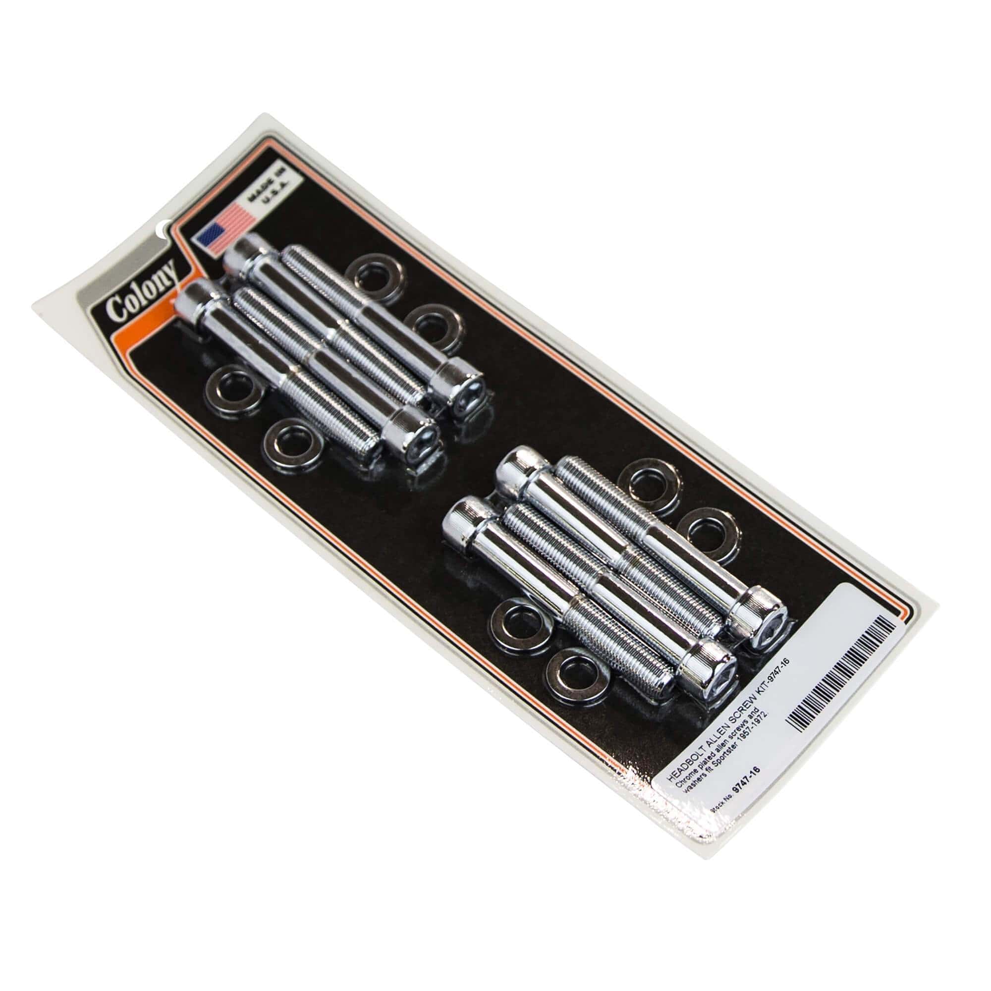 #9747-16 Head Bolt Allen Screw Kit 1957-1972 Harley-Davidson Sportster - Chrome Plated
