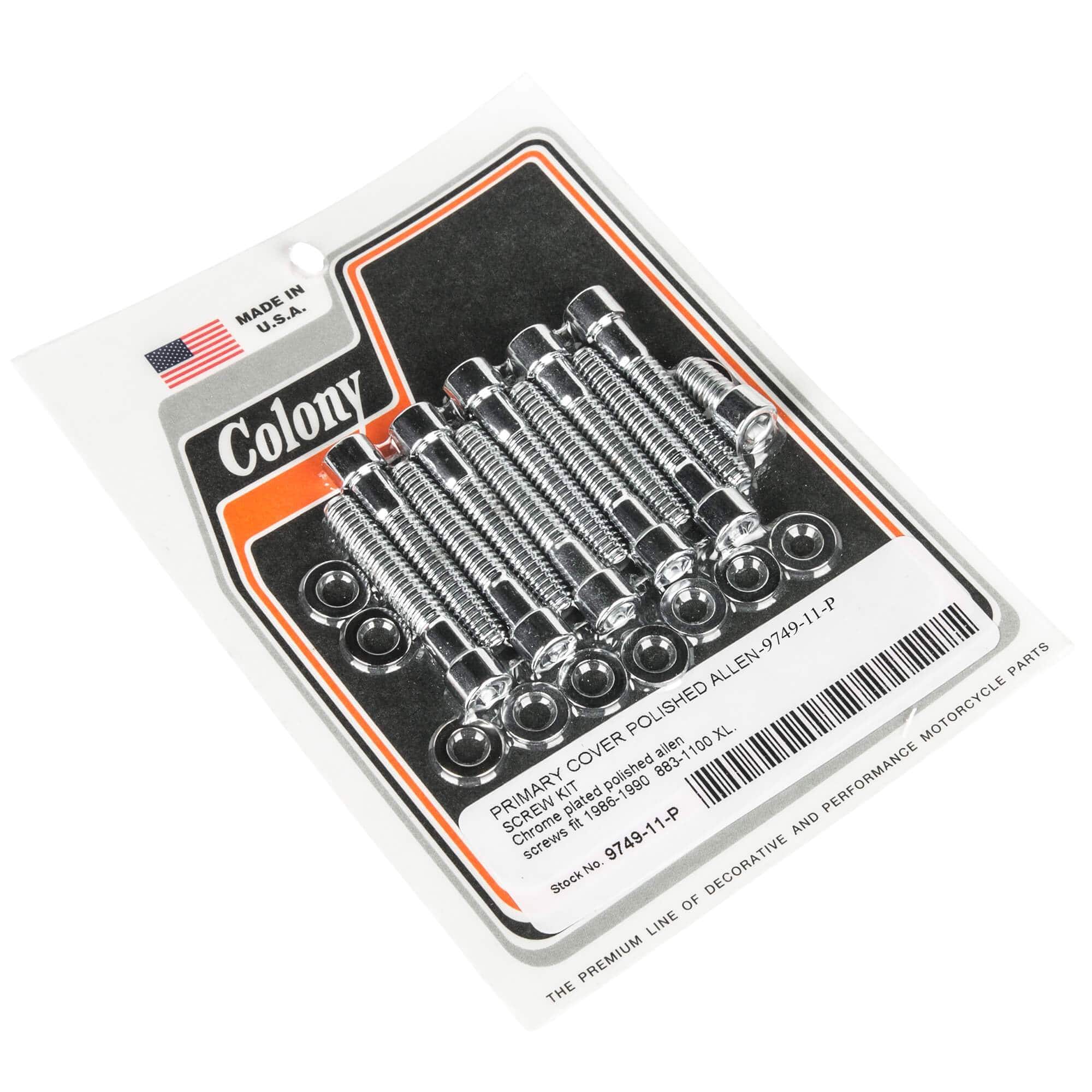 #9749-11-P Primary Cover Smooth Allen Screw Kit 1986-1990 Harley-Davidson XL - Chrome Plated