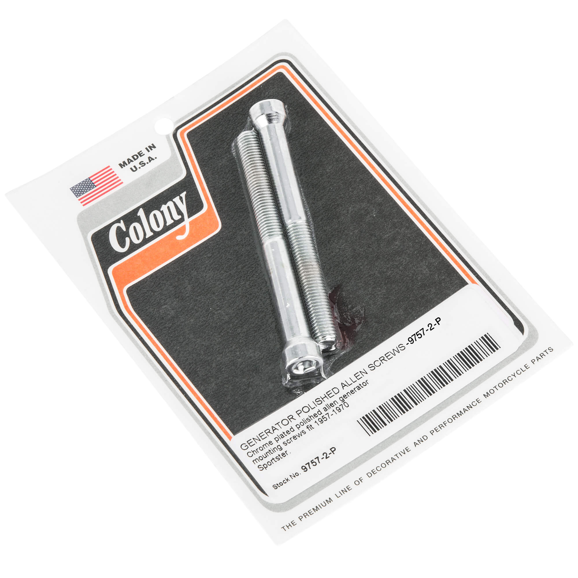 #9757-2-P Generator Smooth Allen Mounting Screws 1957-1970 Harley-Davidson Sportster - Chrome Plated