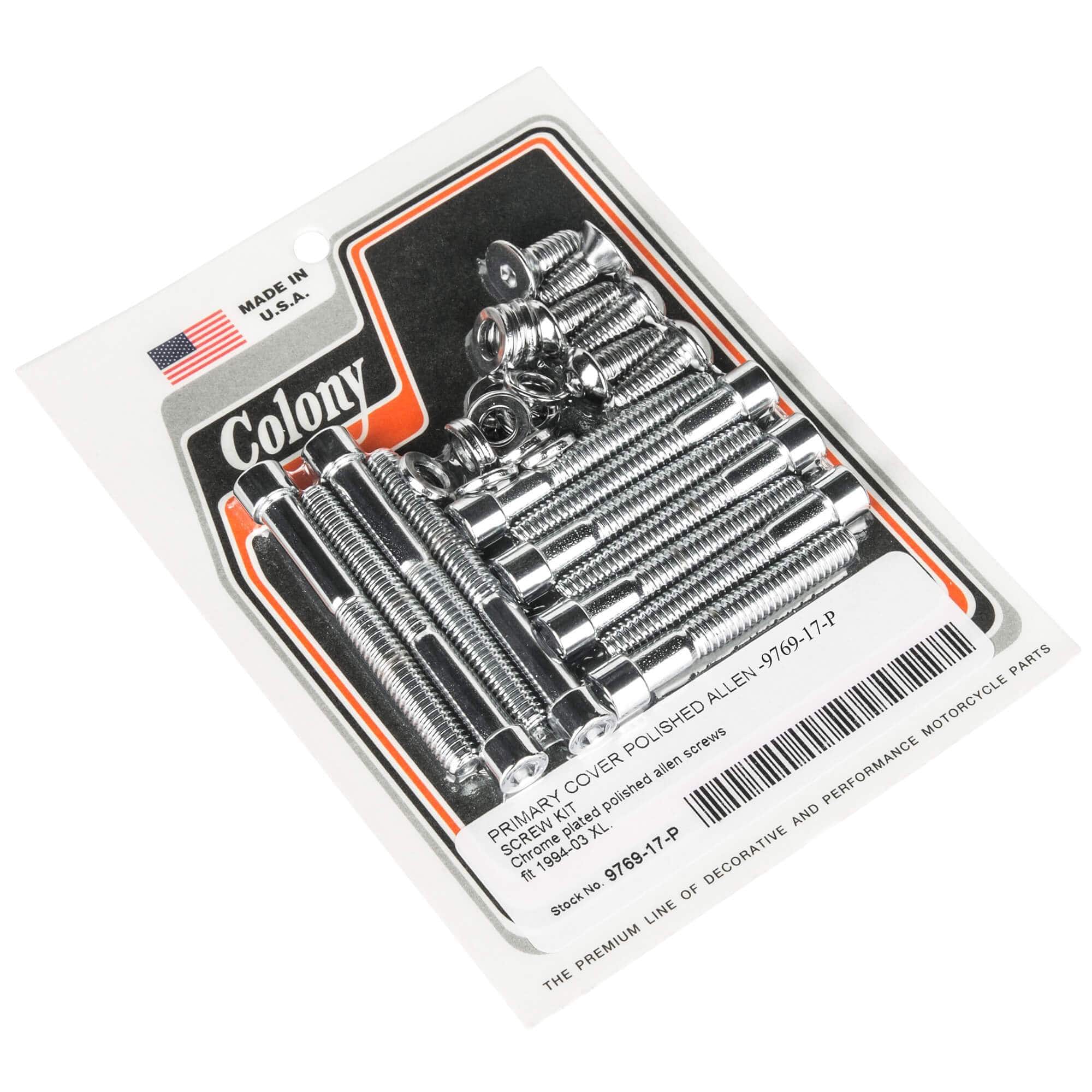 #9769-17-P Primary Cover Smooth Allen Screw Kit 1994-2003 Harley-Davidson XL - Chrome Plated