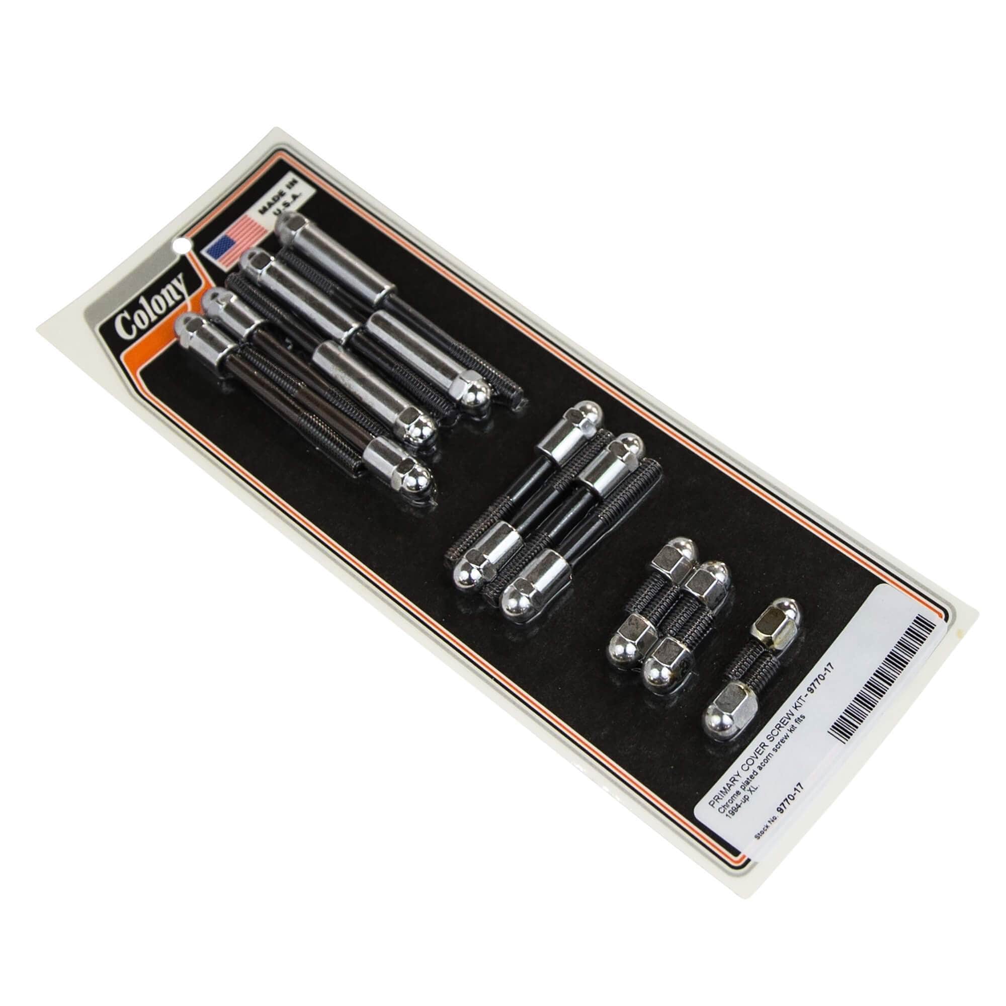 #9770-17 Primary Cover Acorn Screw Kit 1994-Up Harley-Davidson XL - Chrome Plated