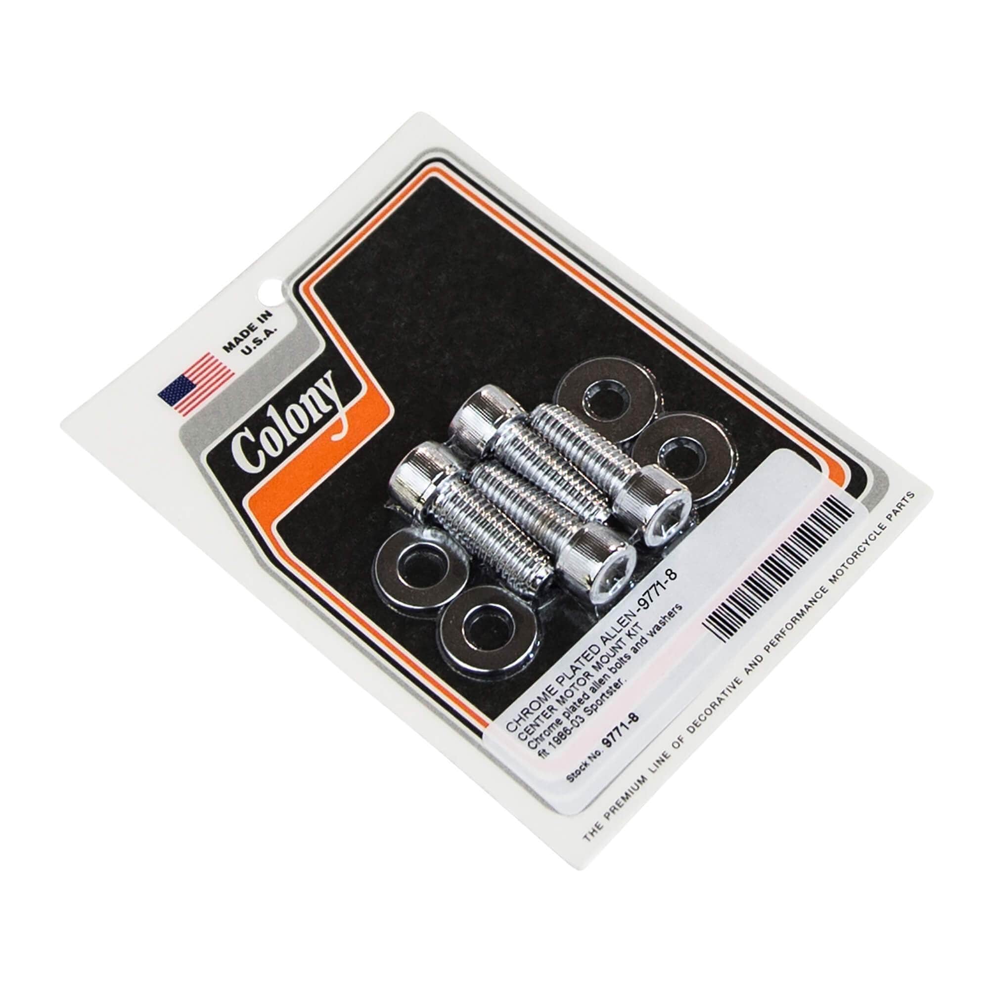 #9771-8 Center Motor Mount Allen Screw Kit 1986-2003 Harley-Davidson Sportster - Chrome Plated