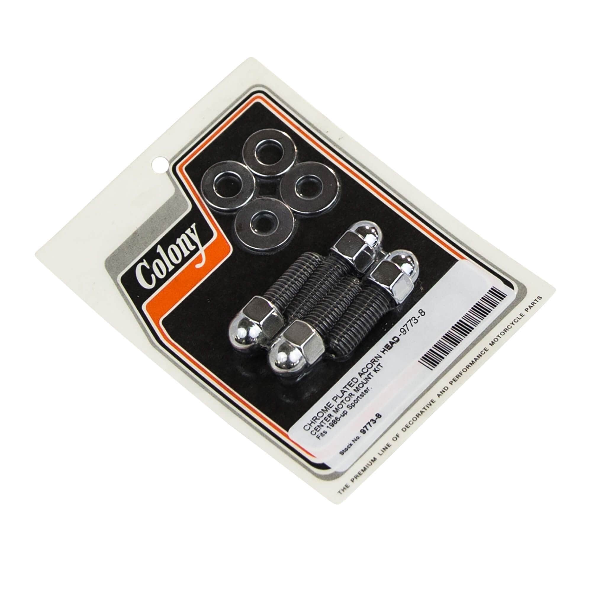 #9773-8 Center Motor Mount Kit Acorn Nut 1986-2003 Harley-Davidson Sportster - Chrome Plated