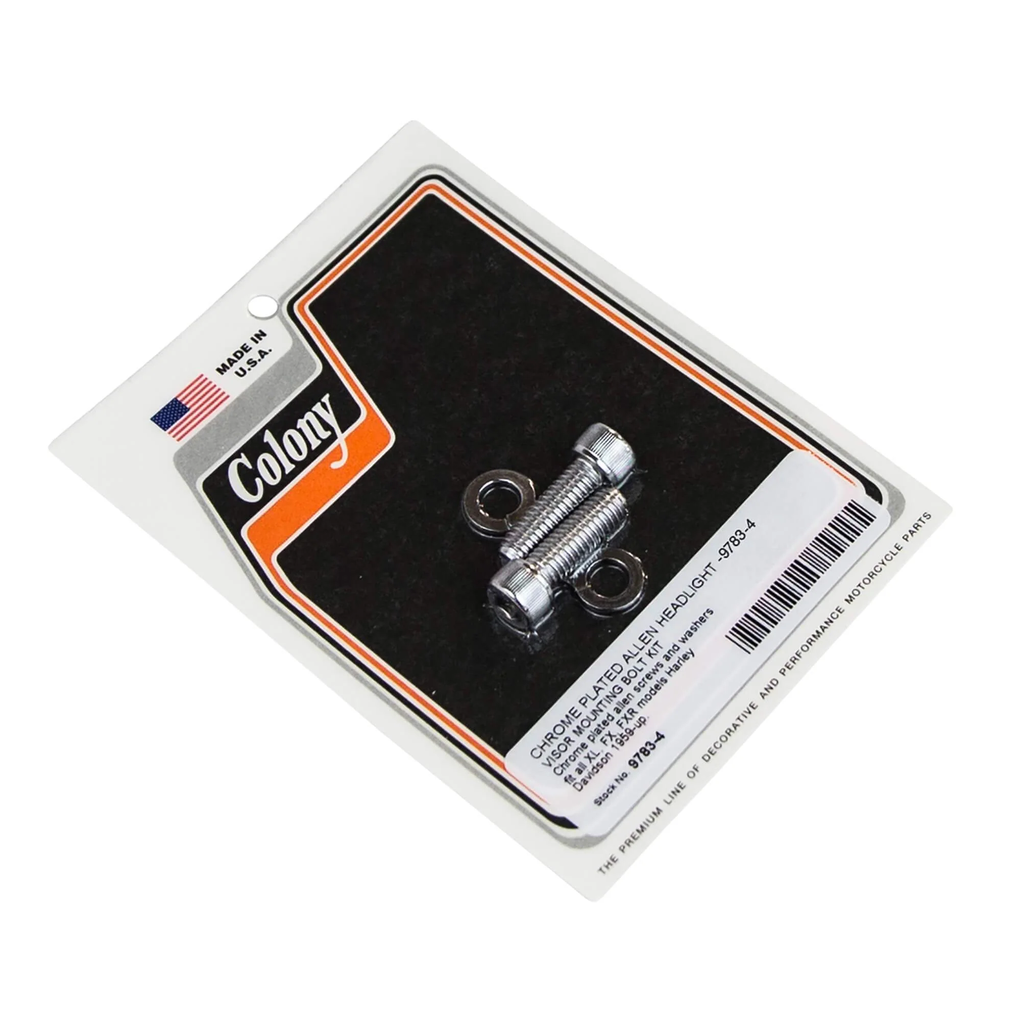 #9783-4 Headlight Visor Mounting Allen Bolt Kit 1959-Up Harley-Davidson XL/FX/FXR - Chrome Plated
