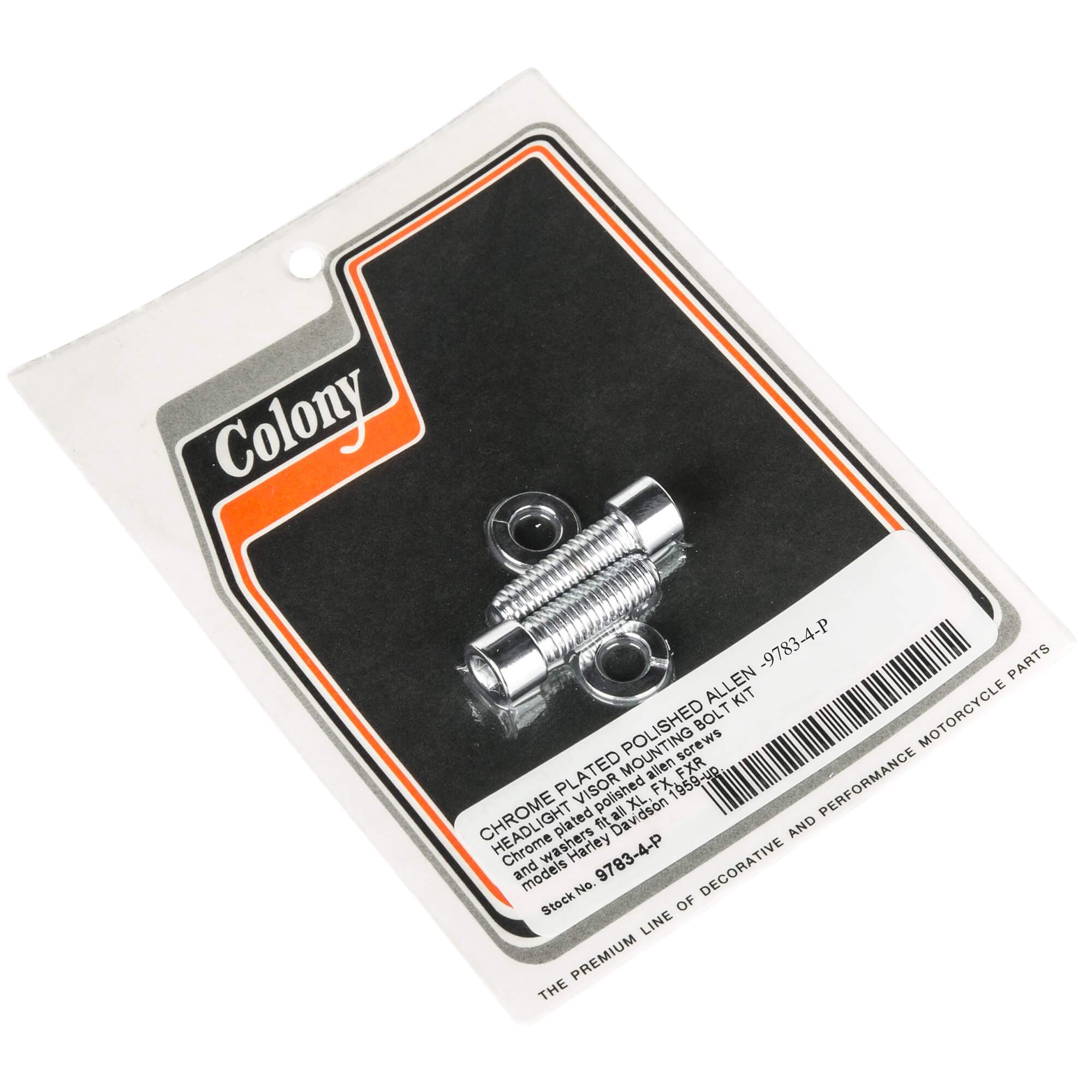 #9783-4-P Headlight Visor Smooth Allen Mounting Kit 1959-Up Harley-Davidson XL/FX/FXR - Chrome Plated