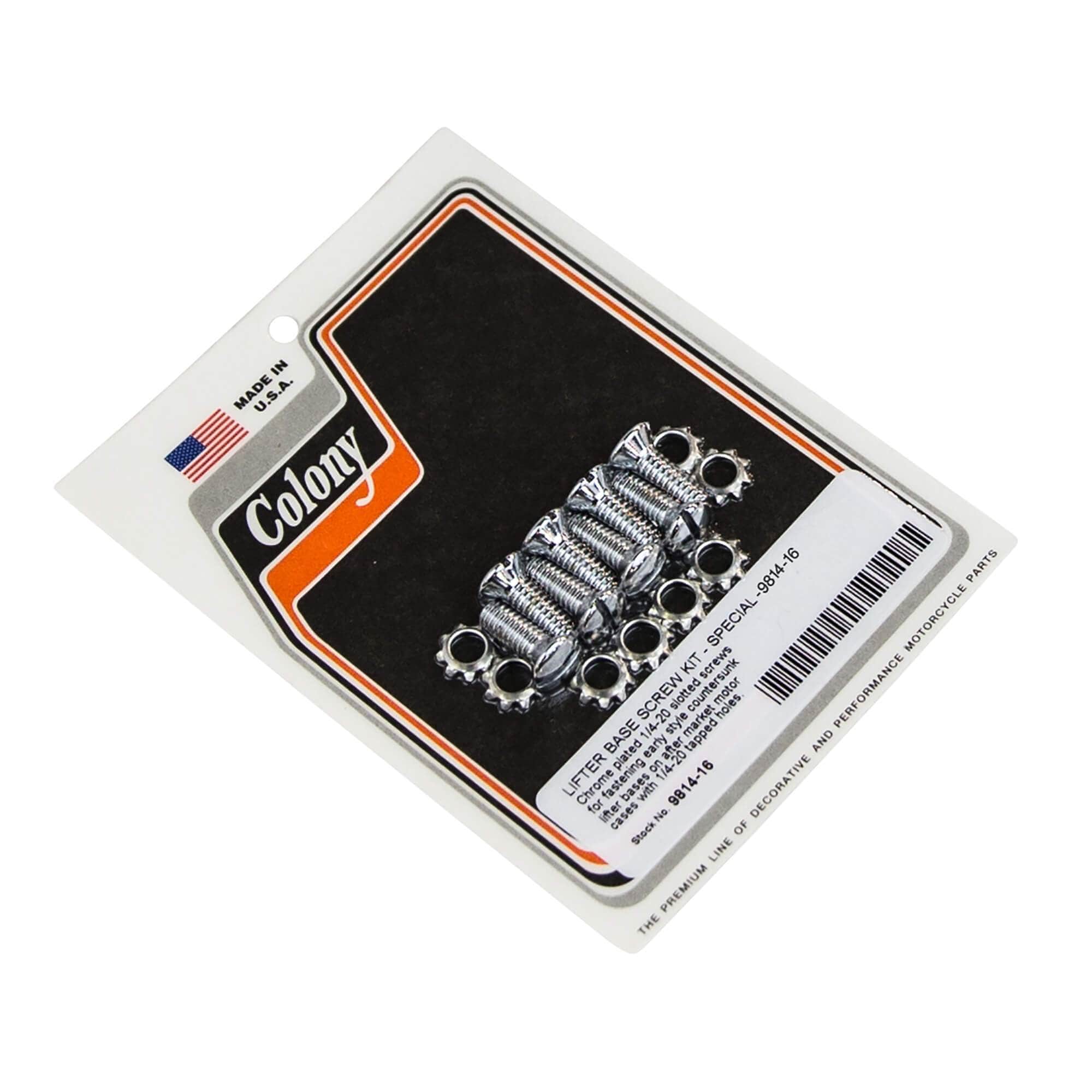#9814-16 Lifter Base Screw Kit 1/4-20 Harley-Davidson Aftermarket Case - Chrome Plated