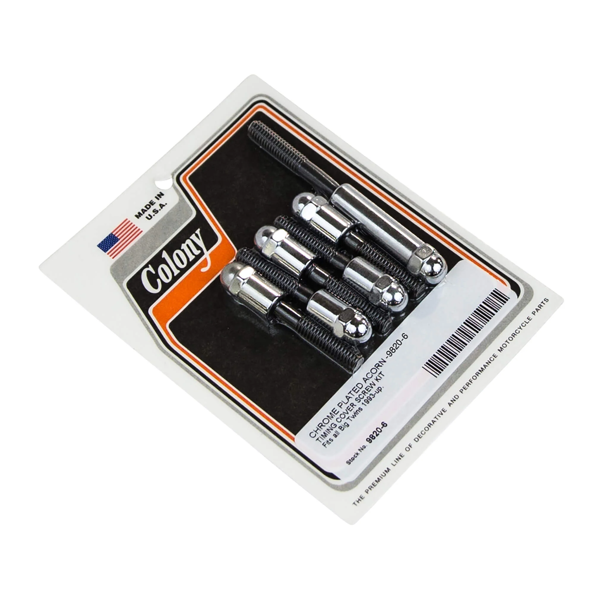 #9820-6 Timing Cover Acorn Screw Kit 1993-Up Harley-Davidson Big Twin - Chrome Plated