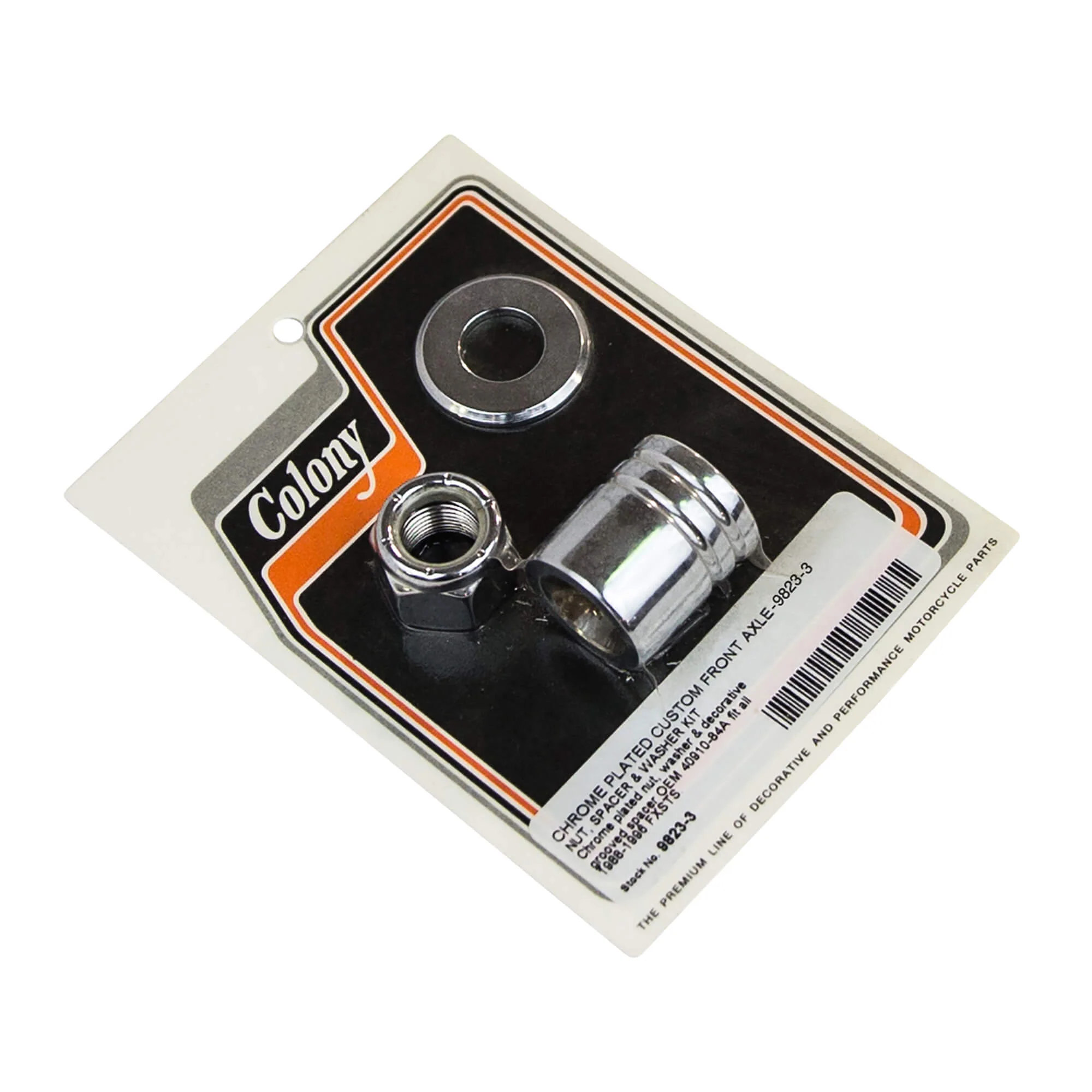 #9823-3 Custom Ribbed Front Axle Nut & Spacer Kit 1988-1996 Harley-Davidson FXSTS - Chrome Plated