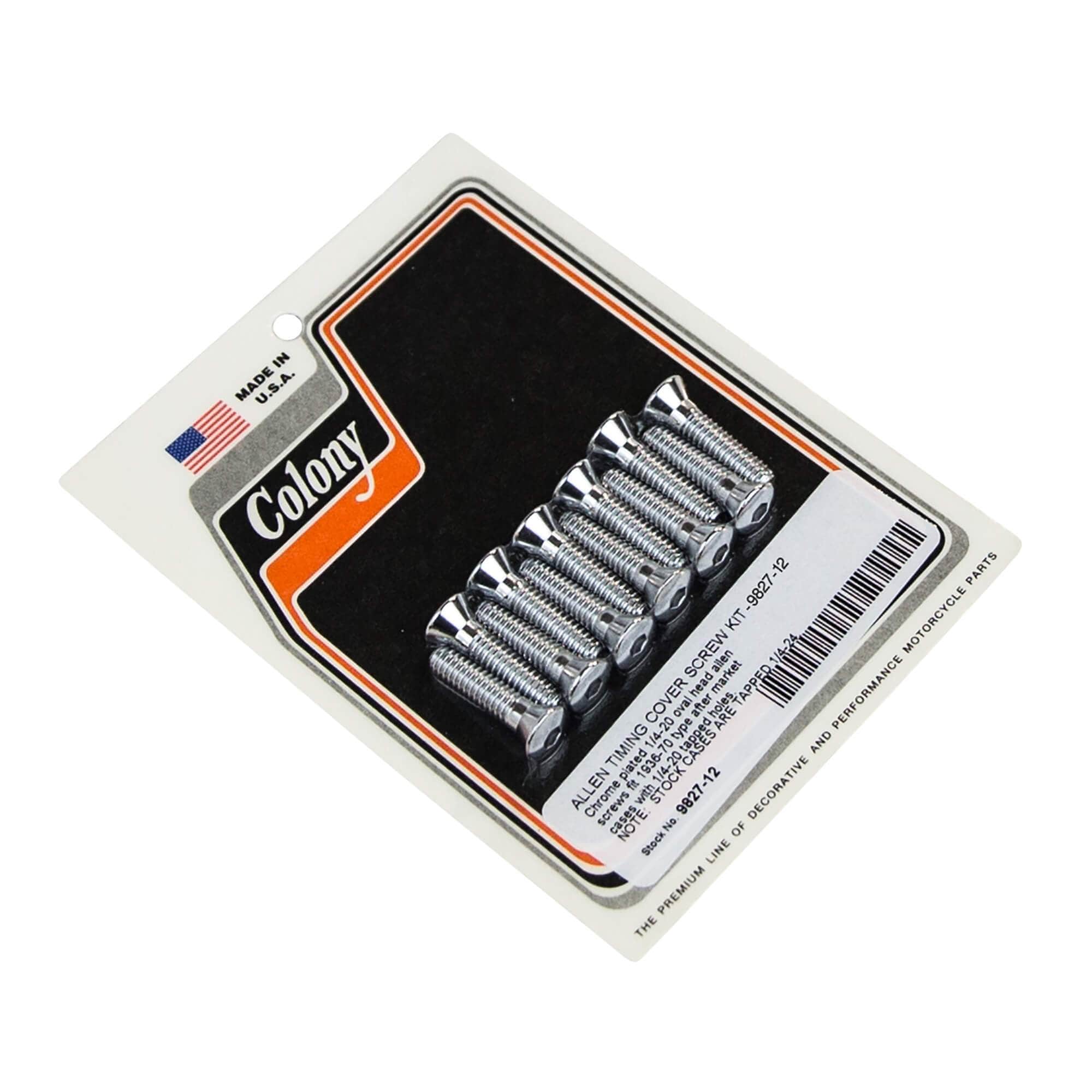 #9827-12 Timing Cover Allen Screw Kit 1/4-20 1936-1970 Harley-Davidson After Market Cases - Chrome Plated
