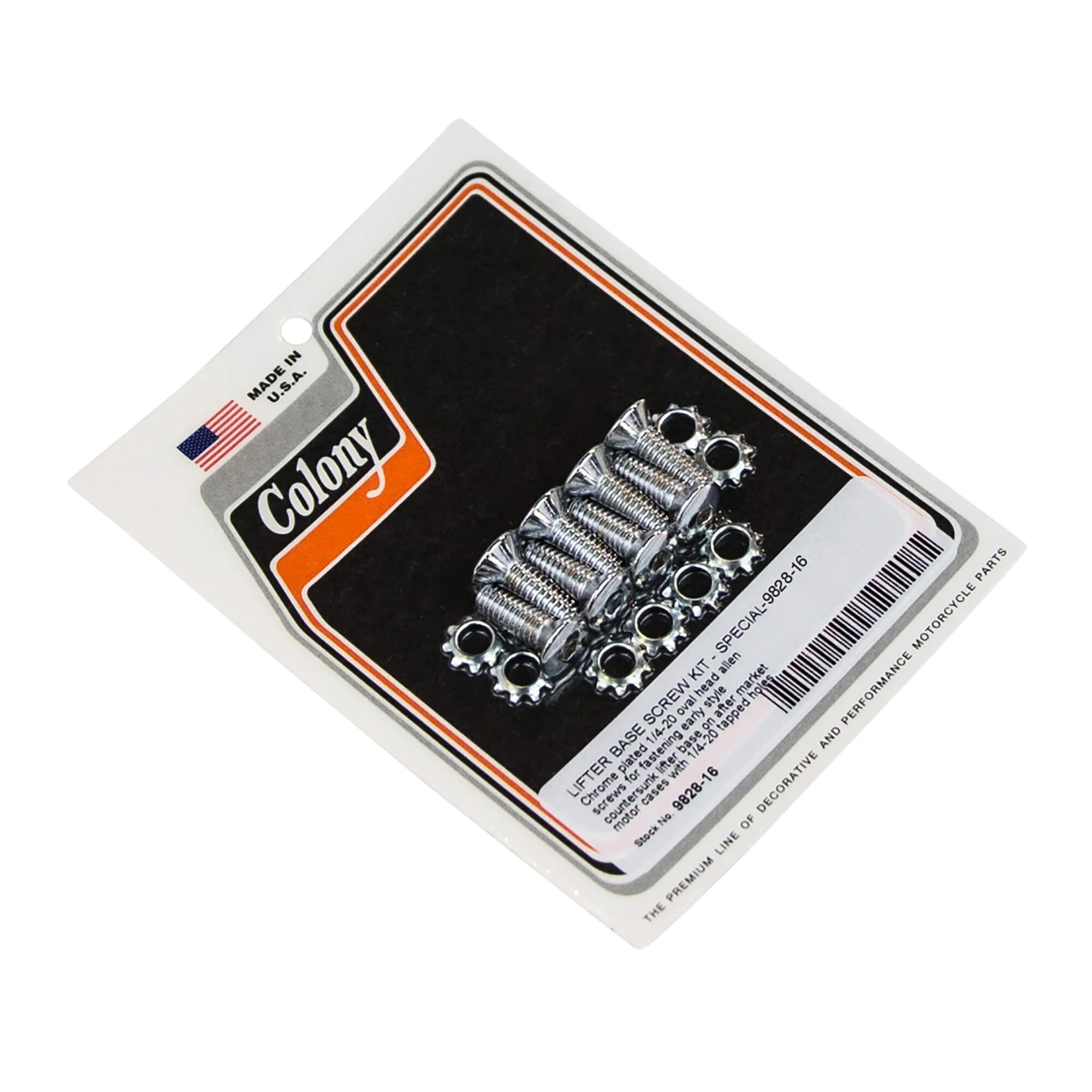 #9828-16 Lifter Base Screw Kit 1/4-20 Oval Allen Harley-Davidson After Market Cases- Chrome Plated
