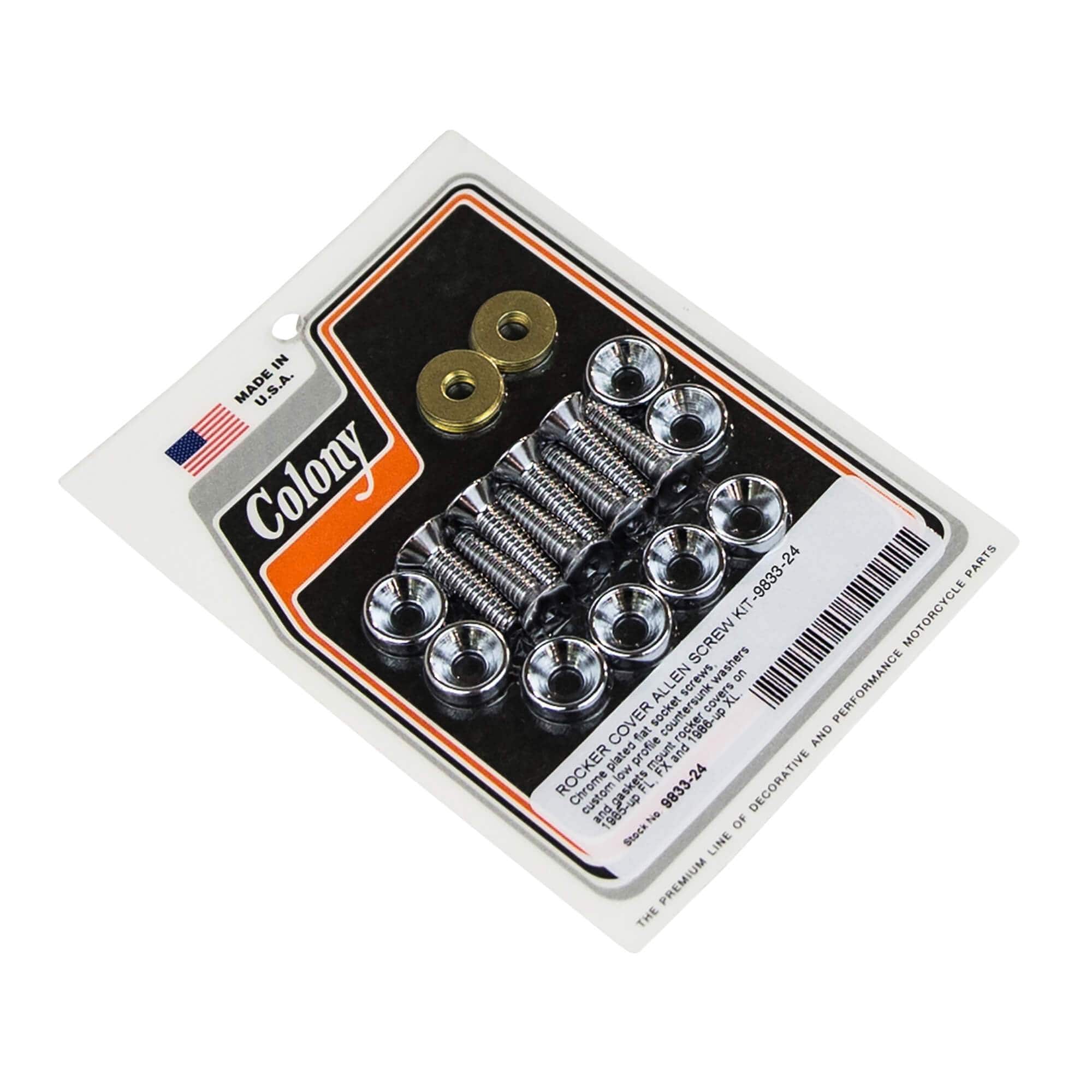 #9833-24 Rocker Cover Allen Screw Kit 1985-Up Harley-Davidson FL/FX 1986-Up XL - Chrome Plated