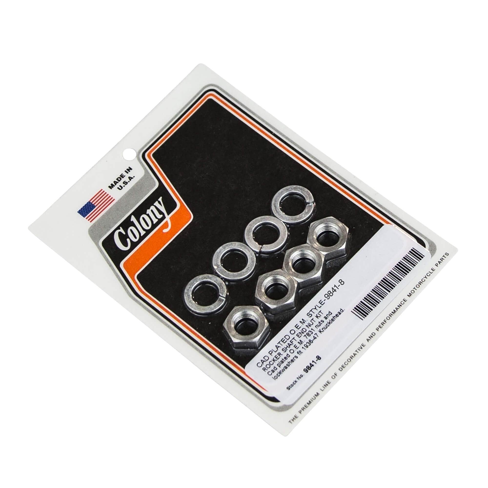 #9841-8 Rocker Shaft End Nut Kit 1936-1947 Harley-Davidson Knucklehead - CAD Plated