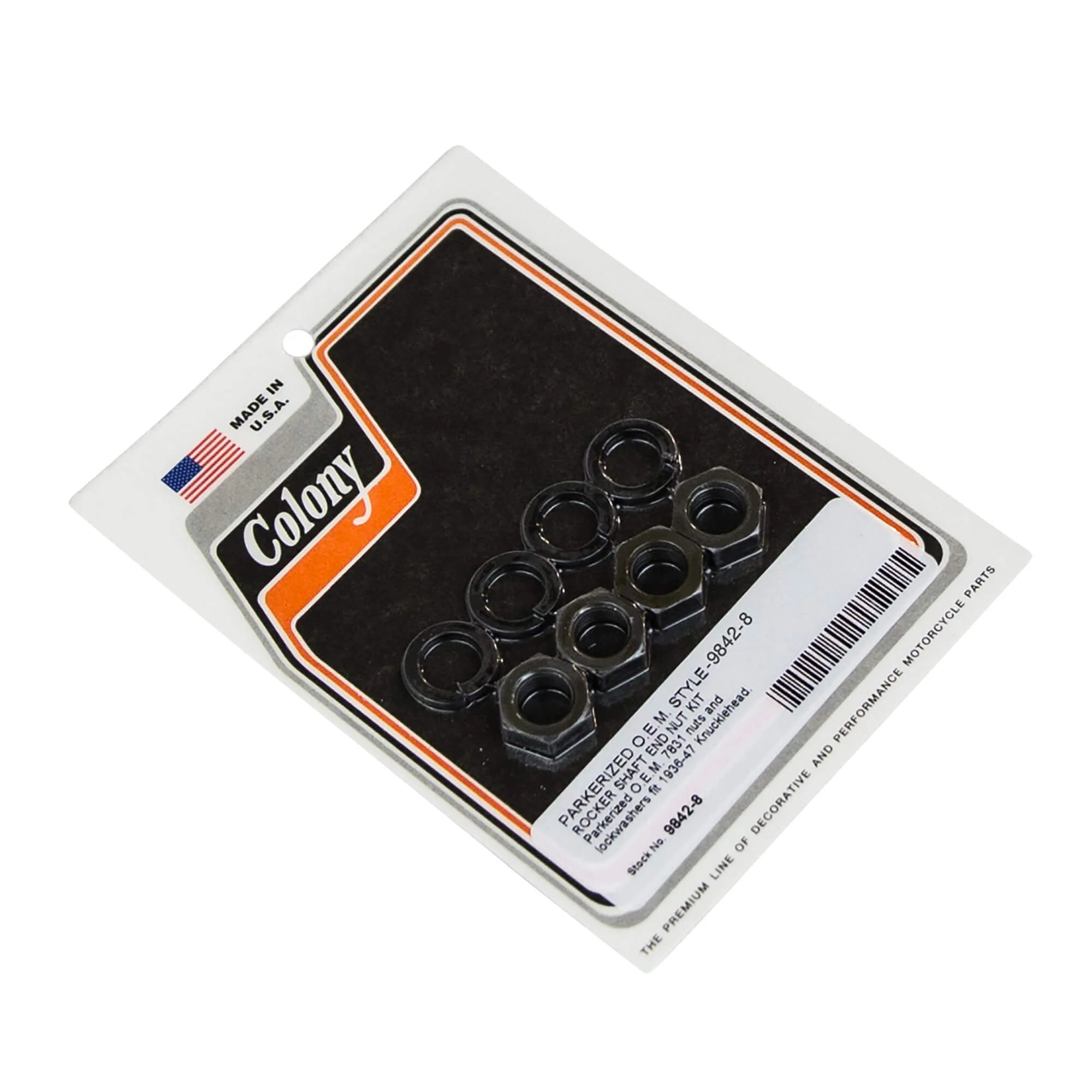#9842-8 Rocker Shaft End Nut Kit 1936-1947 Harley-Davidson Knucklehead - Parkerized