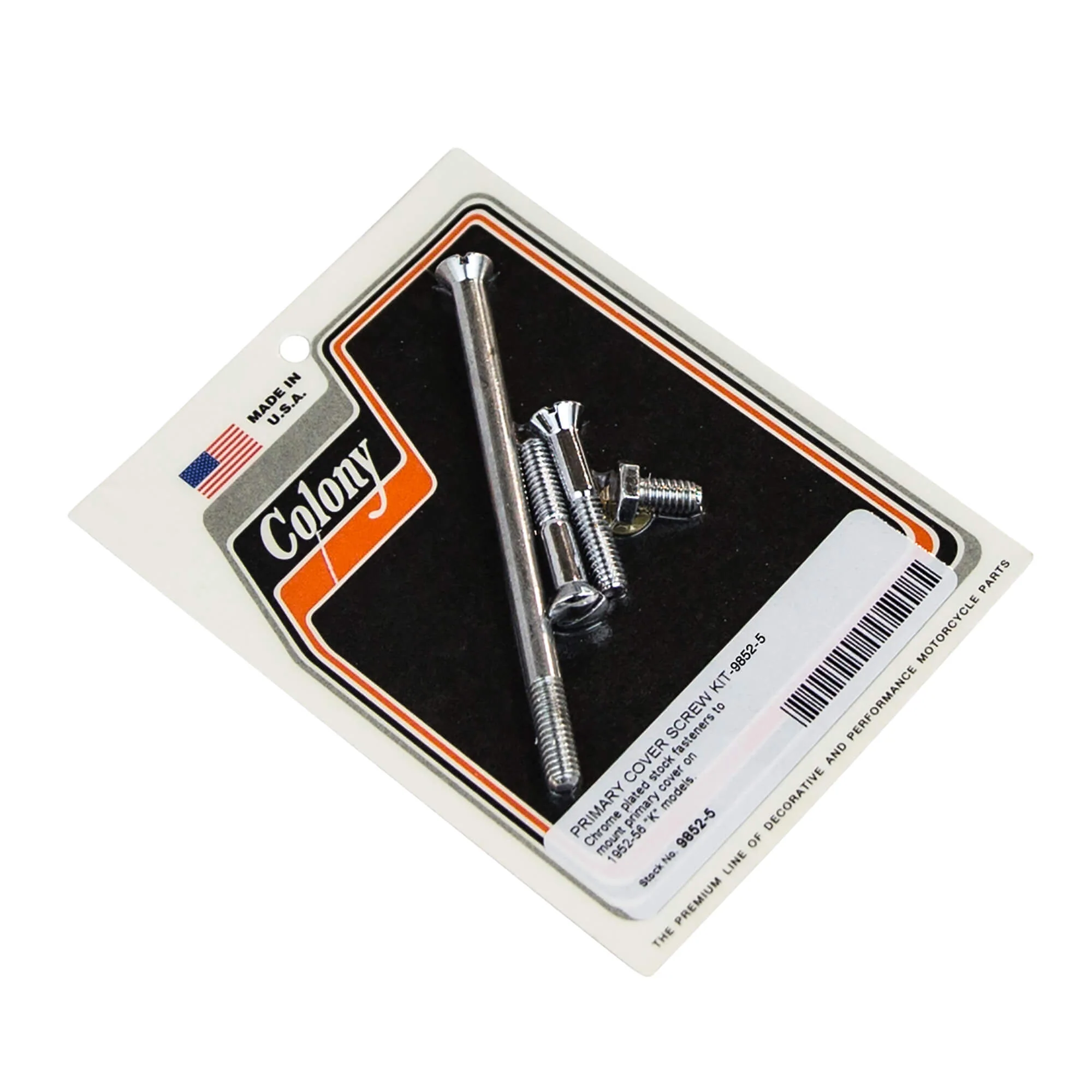 #9852-5 Primary Cover Screw Kit 1952-1956 Harley-Davidson K Model - Chrome Plated