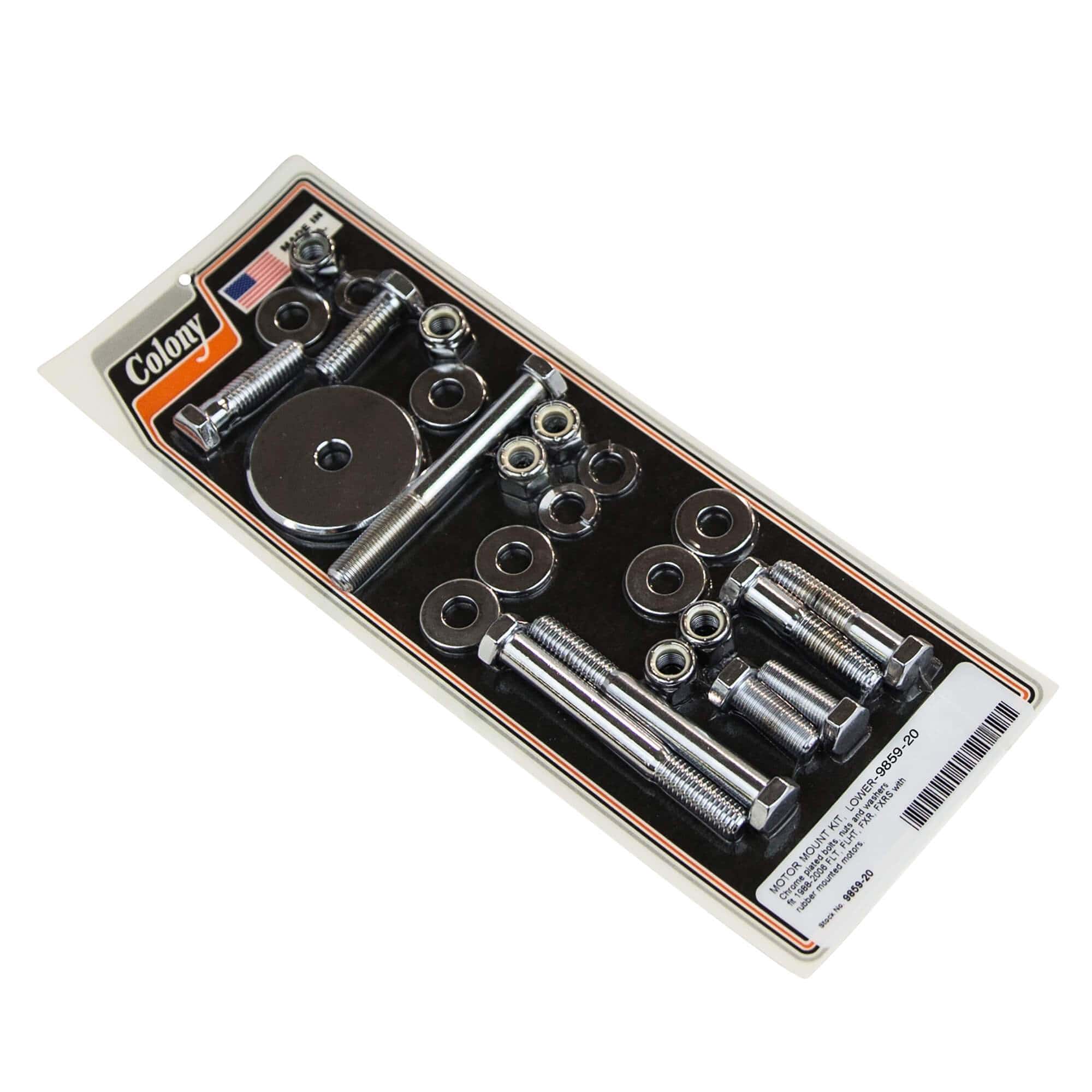 #9859-20 Lower Motor Mount Kit 1988-2006 Harley-Davidson FLT/FLHT/FXR/FXRS - Chrome Plated