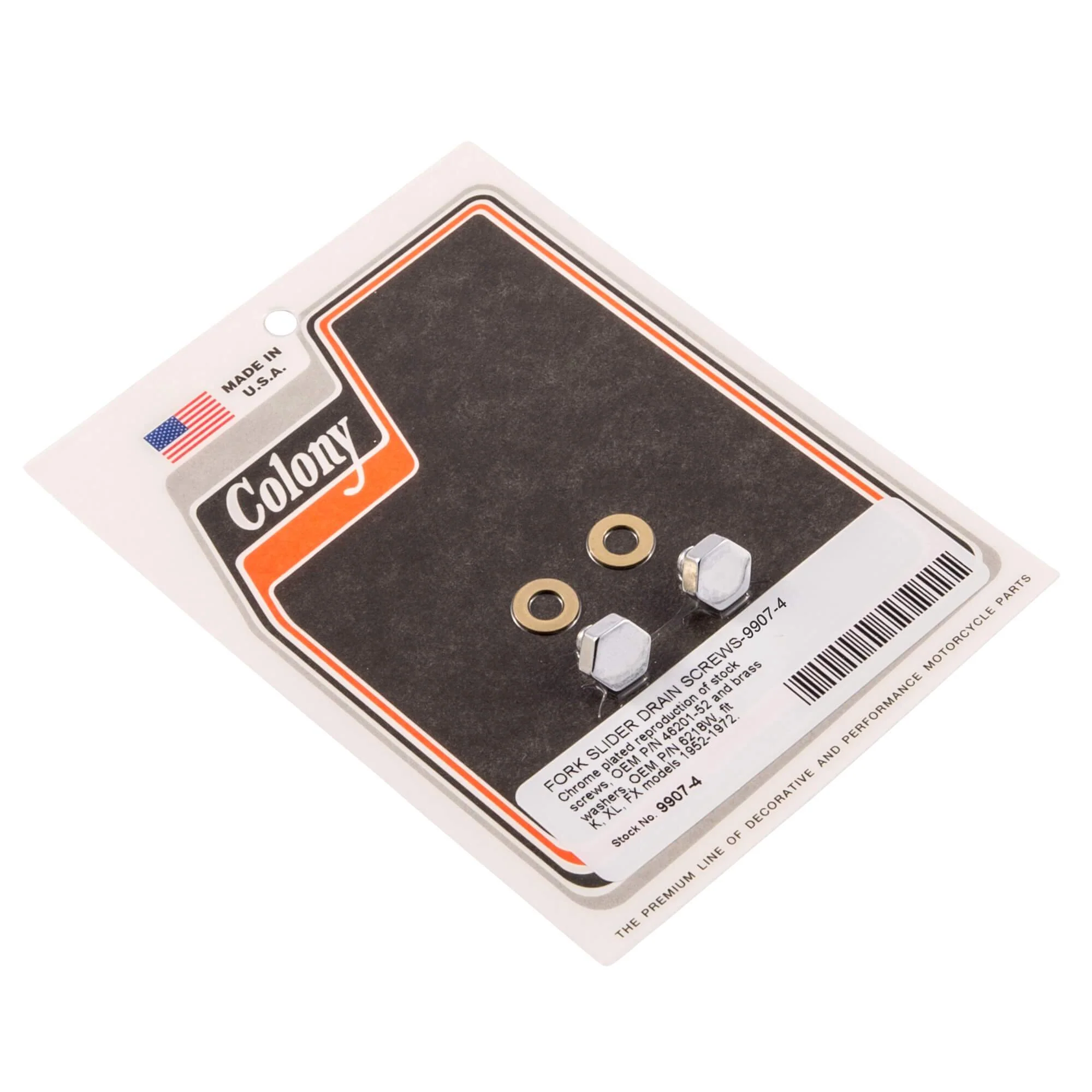 #9907-4 Fork Slider Drain Screws 1952-1972 Harley-Davidson K/XL/FX - Chrome Plated