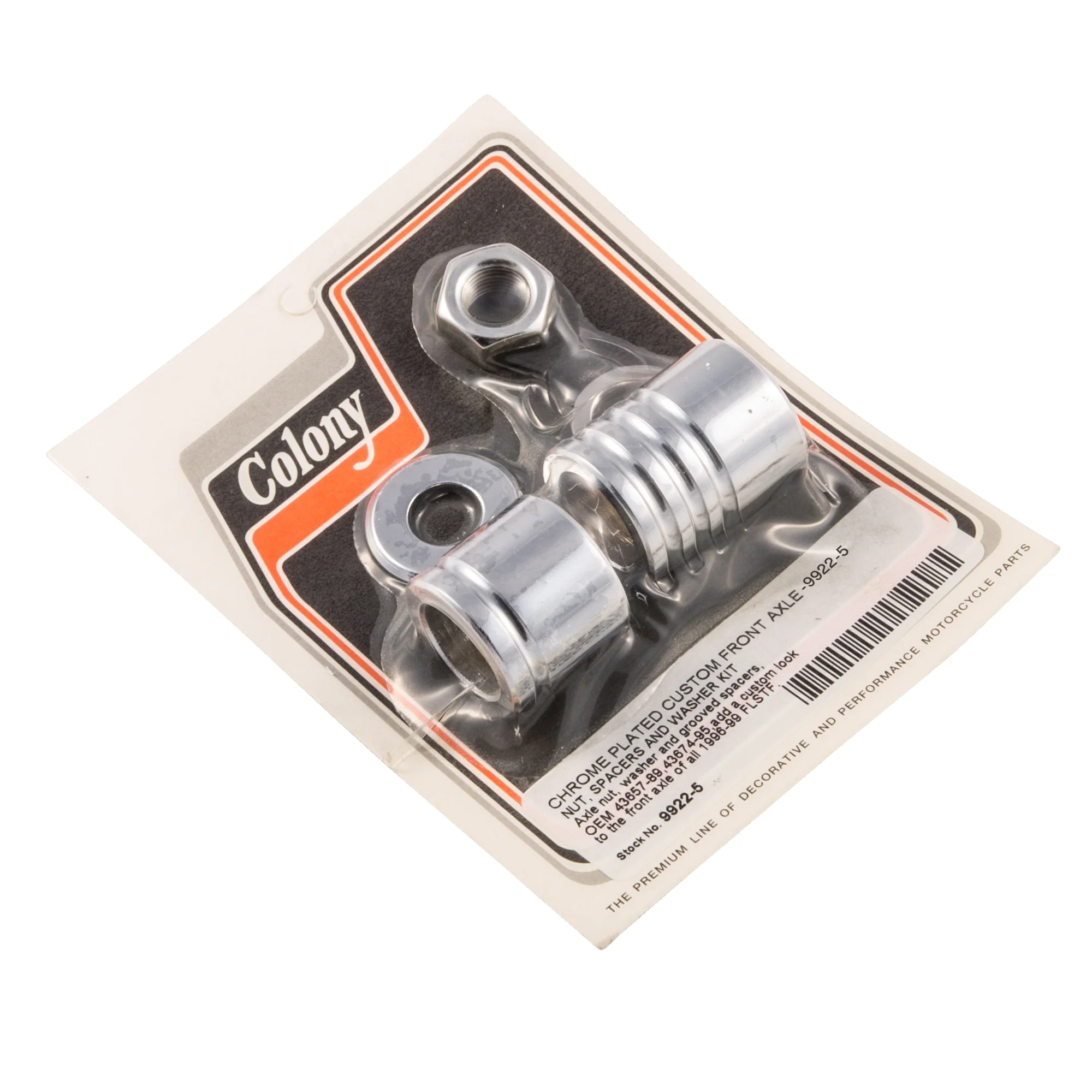 #9922-5 Custom Front Axle Spacer Kit Grooved 1996-1999 Harley-Davidson FLSTF - Chrome Plated