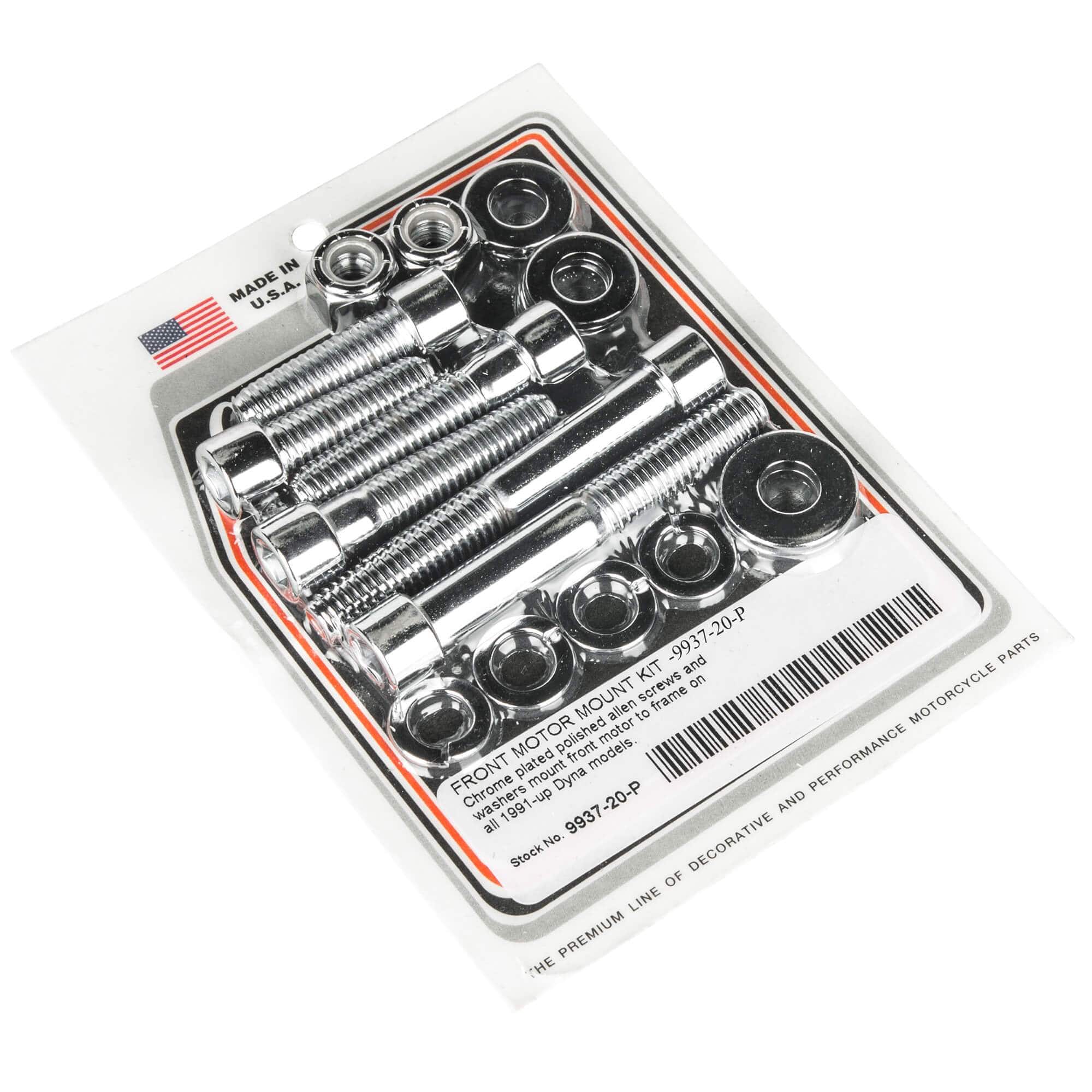 #9937-20-P Front Motor Mount Smooth Allen Kit 1991-Up Harley-Davidson Dyna - Chrome Plated