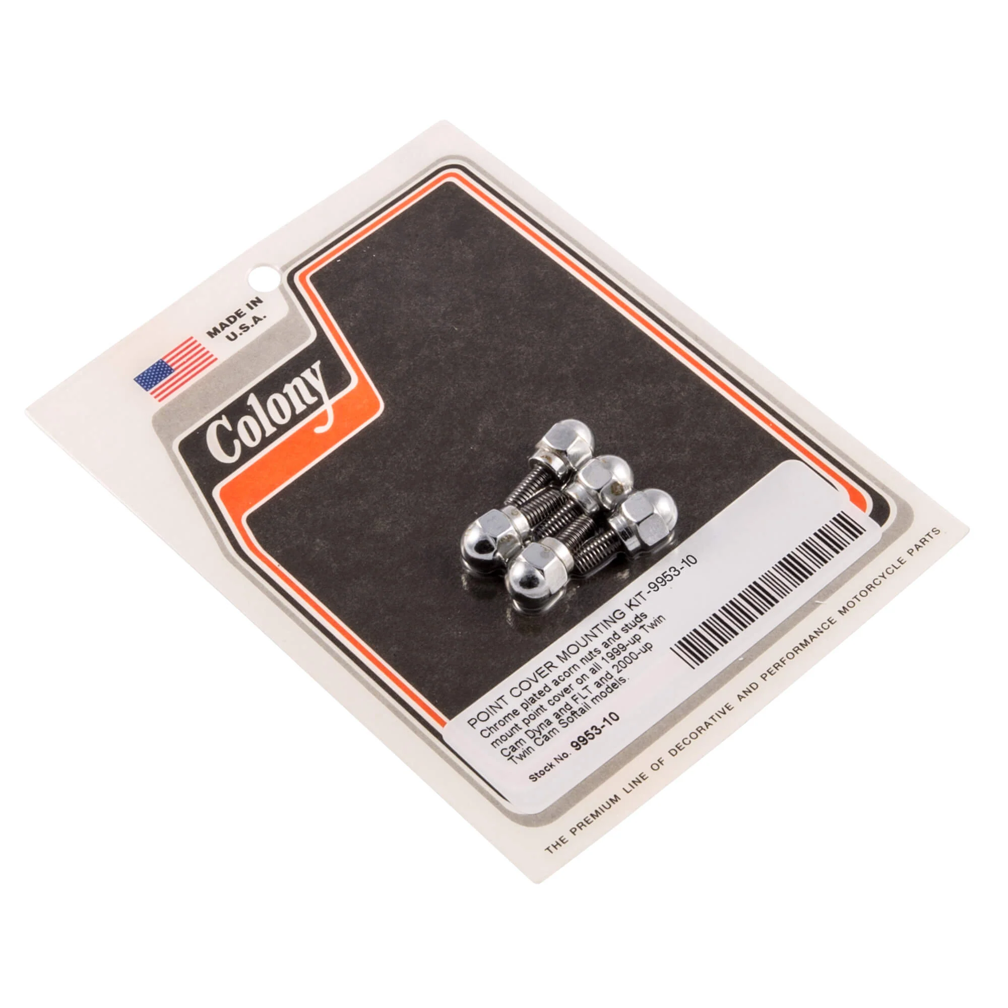 #9953-10 Point Cover Mounting Acorn Nut Kit 199-Up Harley-Davidson Twin Cam Dyna/FLT 2000-Up Softail - Chrome Plated