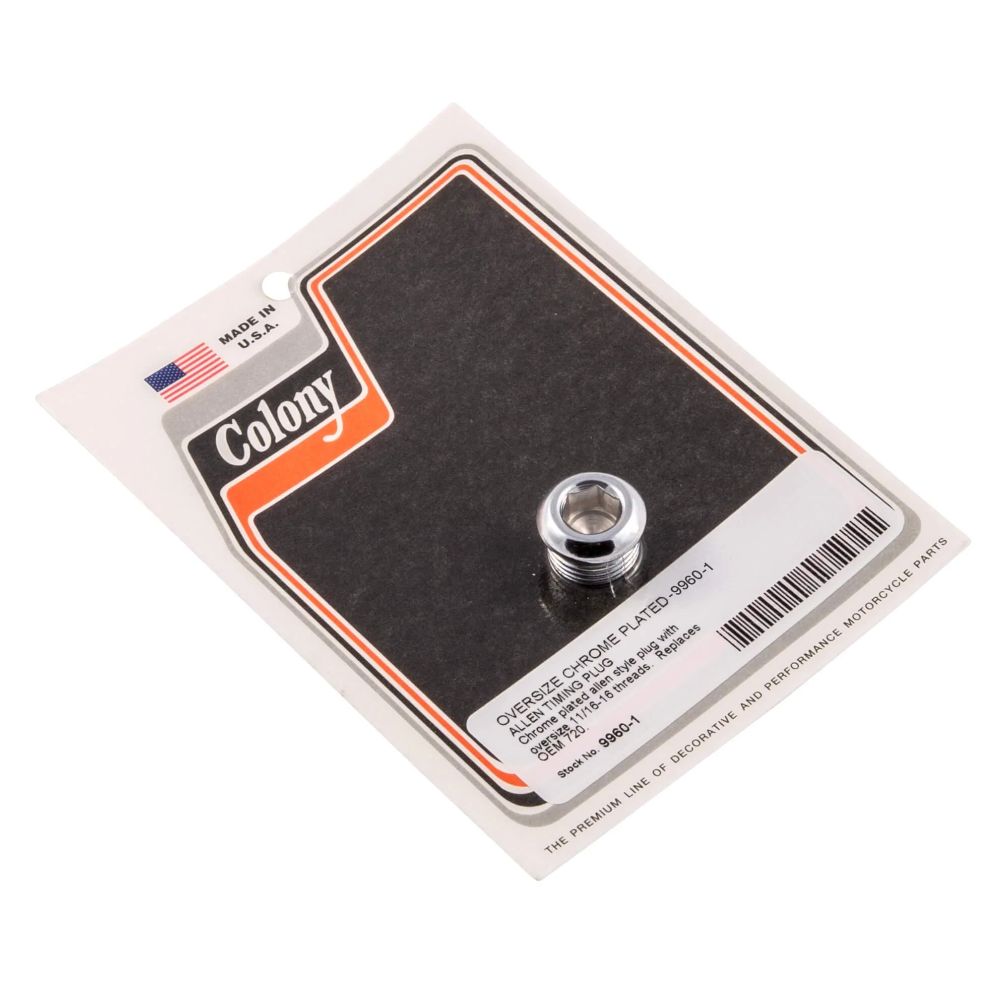 #9960-1 Oversize Plated Allen Timing Plug 11/16"-16 Threads Harley-Davidson OEM #720 - Chrome Plated