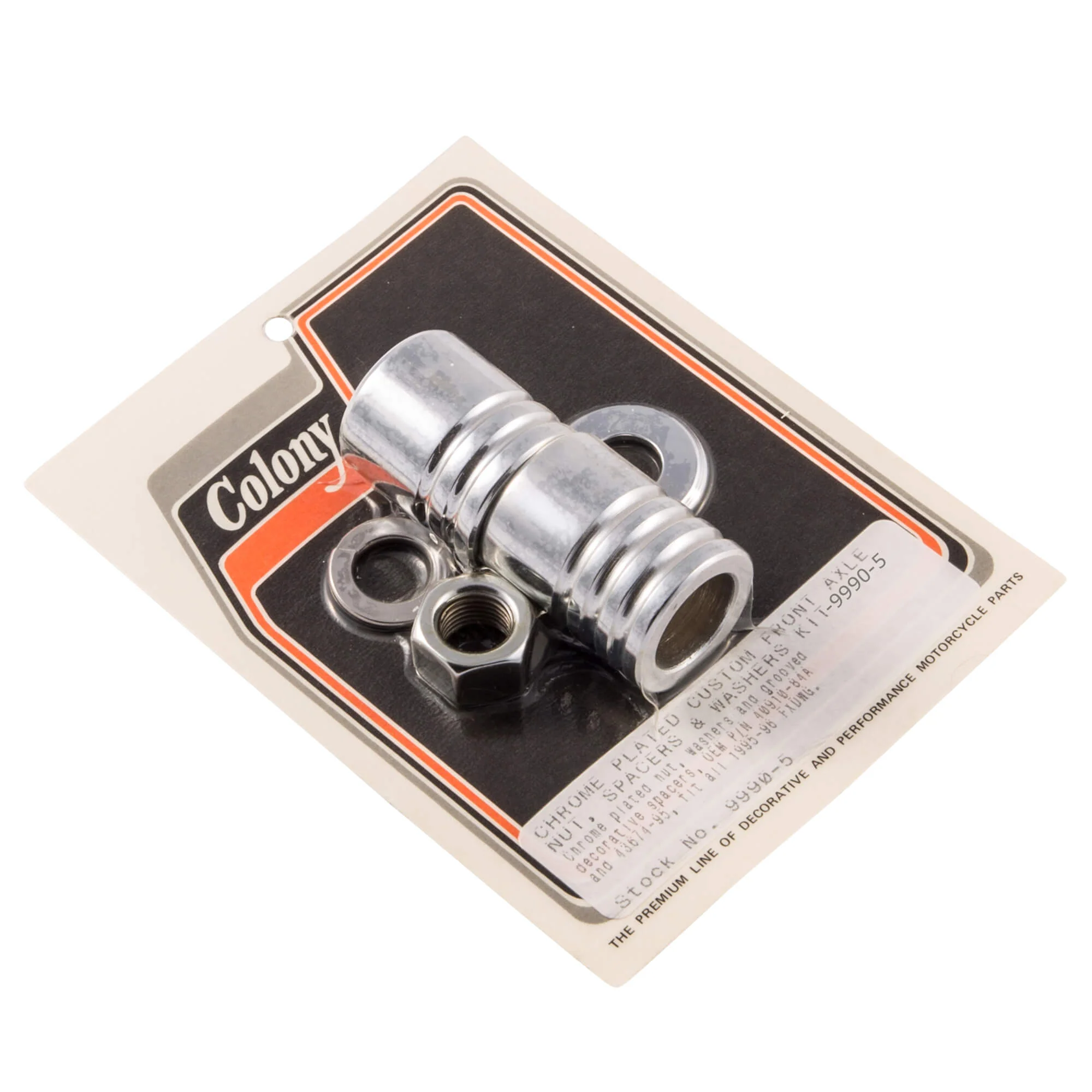 #9990-5 Front Axle Nut Spacer Kit Grooved 1995-1996 Harley-Davidson FXDWG - Chrome Plated