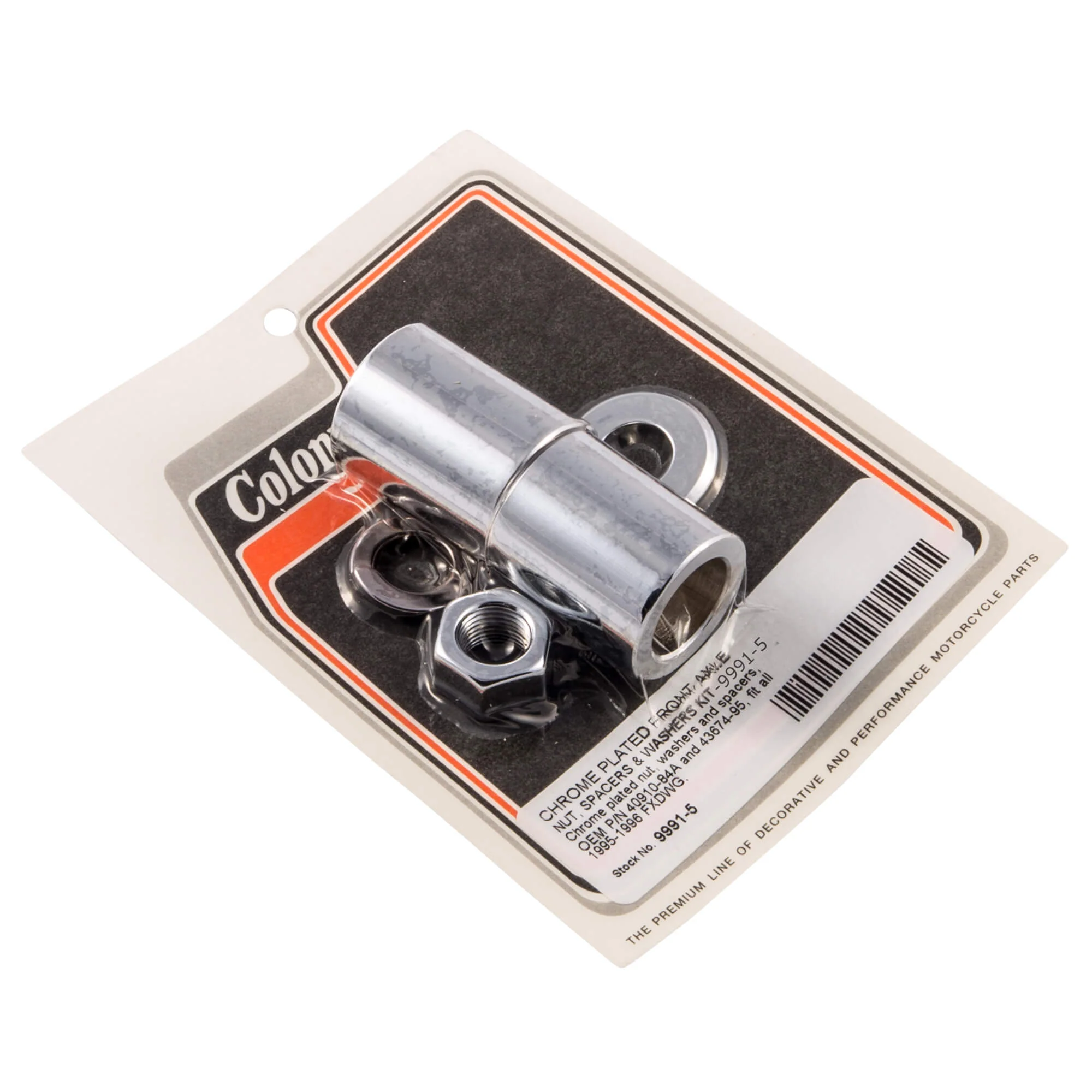 #9991-5 Front Axle Nut Spacer Kit Smooth 1995-1996 Harley-Davidson FXDWG - Chrome Plated