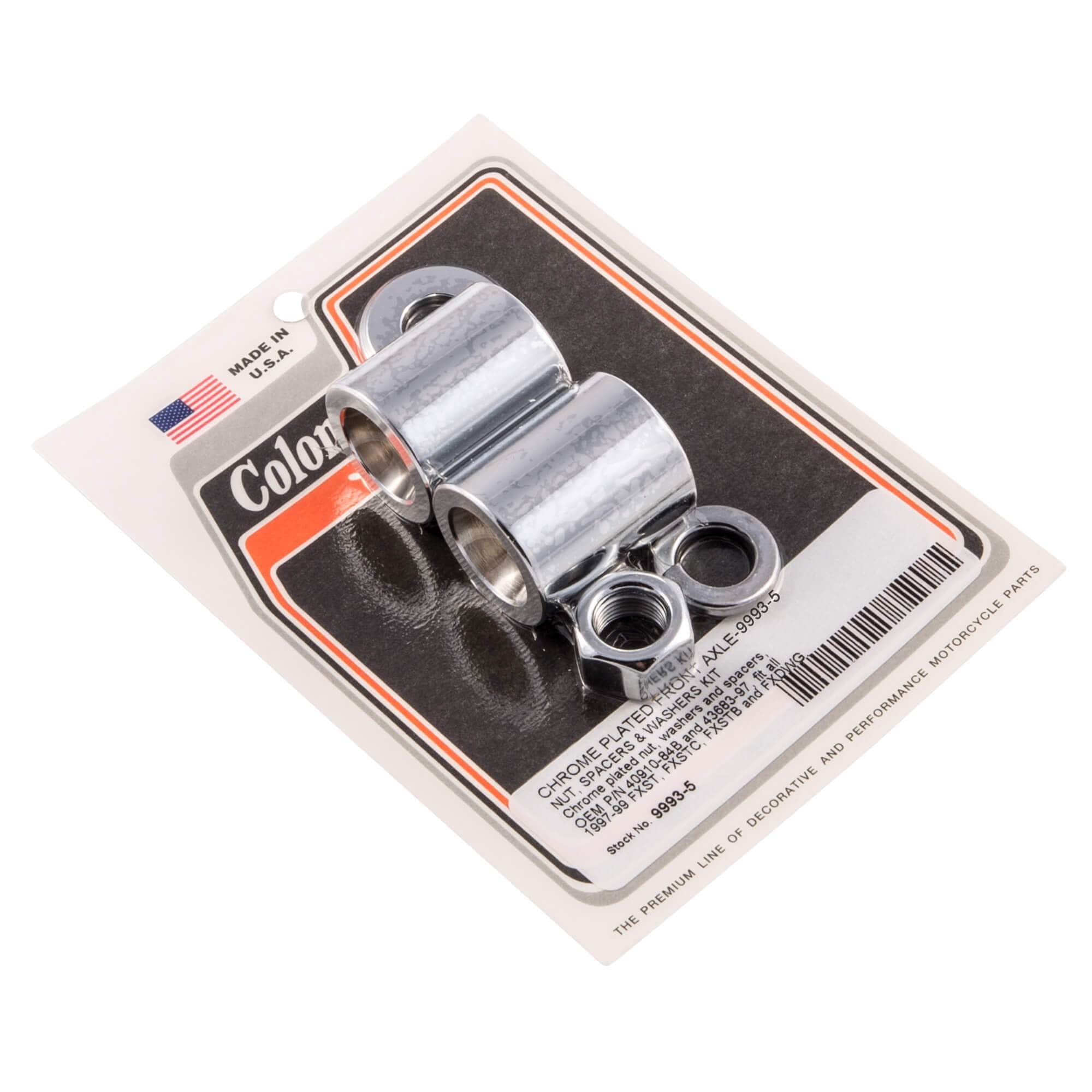 #9993-5 Front Axle Nut Smooth Spacer Kit 1997-1999 Harley-Davidson FXST/FXSTC/FXSTB/FXDWG - Chrome Plated