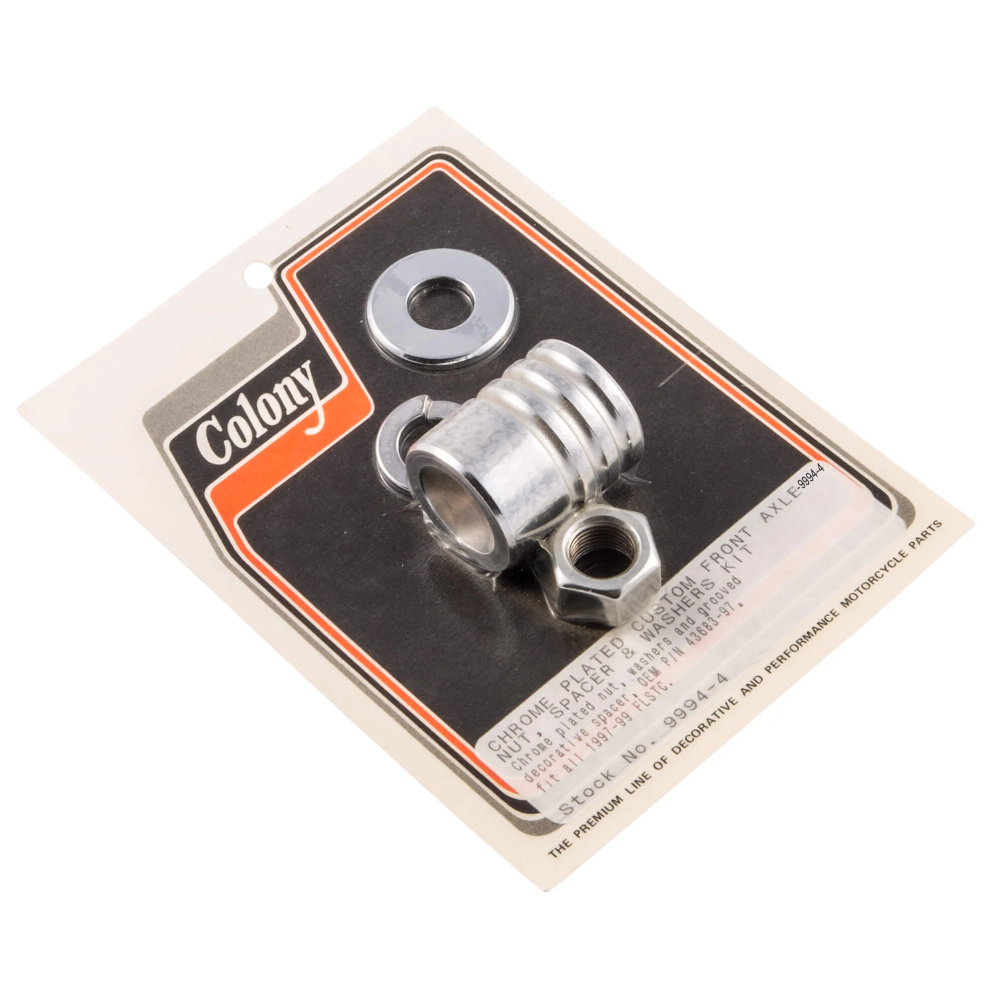 #9994-4 Front Axle Nut Spacer Kit Grooved 1997-1999 Harley-Davidson FLSTC - Chrome Plated