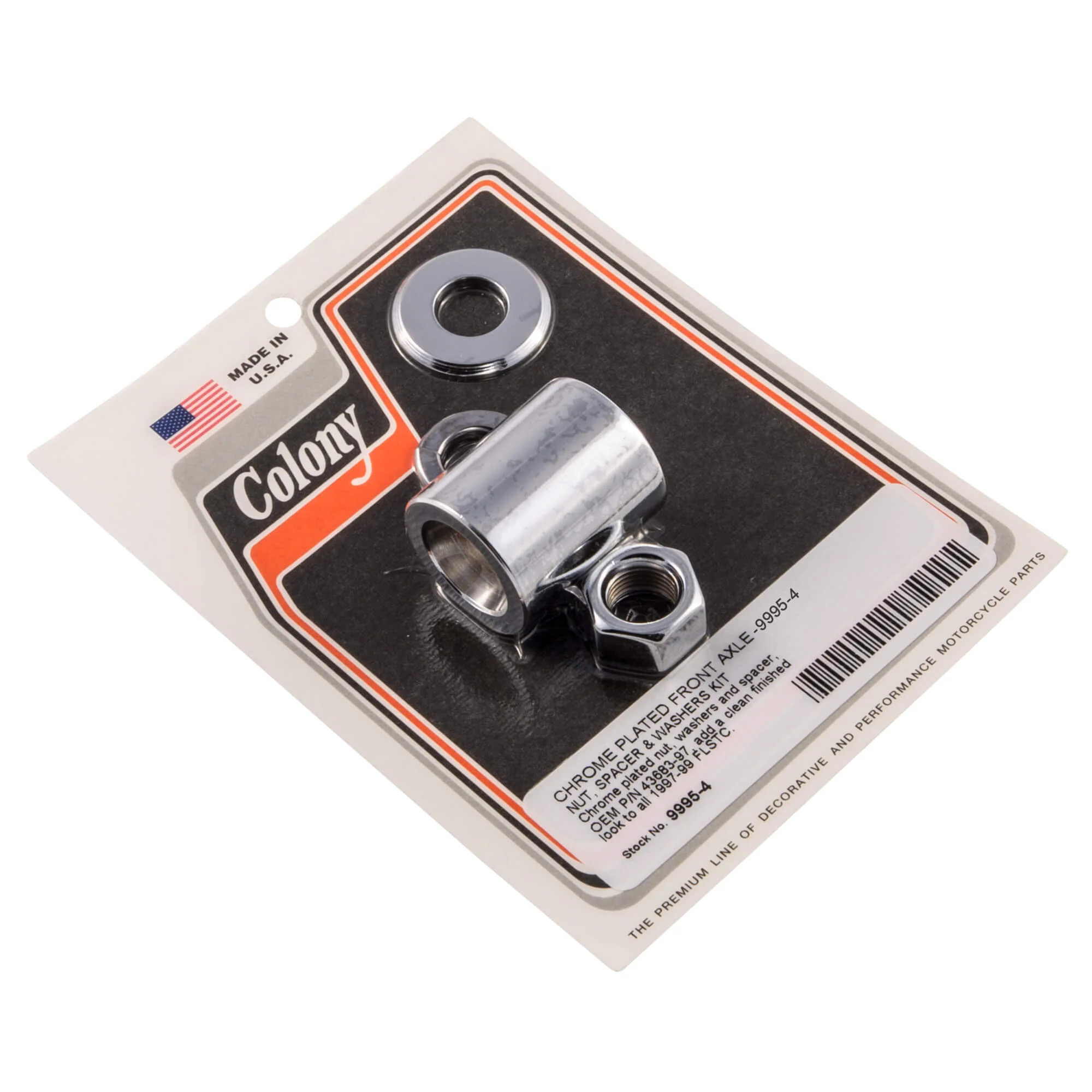 #9995-4 Front Axle Nut Spacer Kit Smooth 1997-1999 Harley-Davidson FLSTC - Chrome Plated