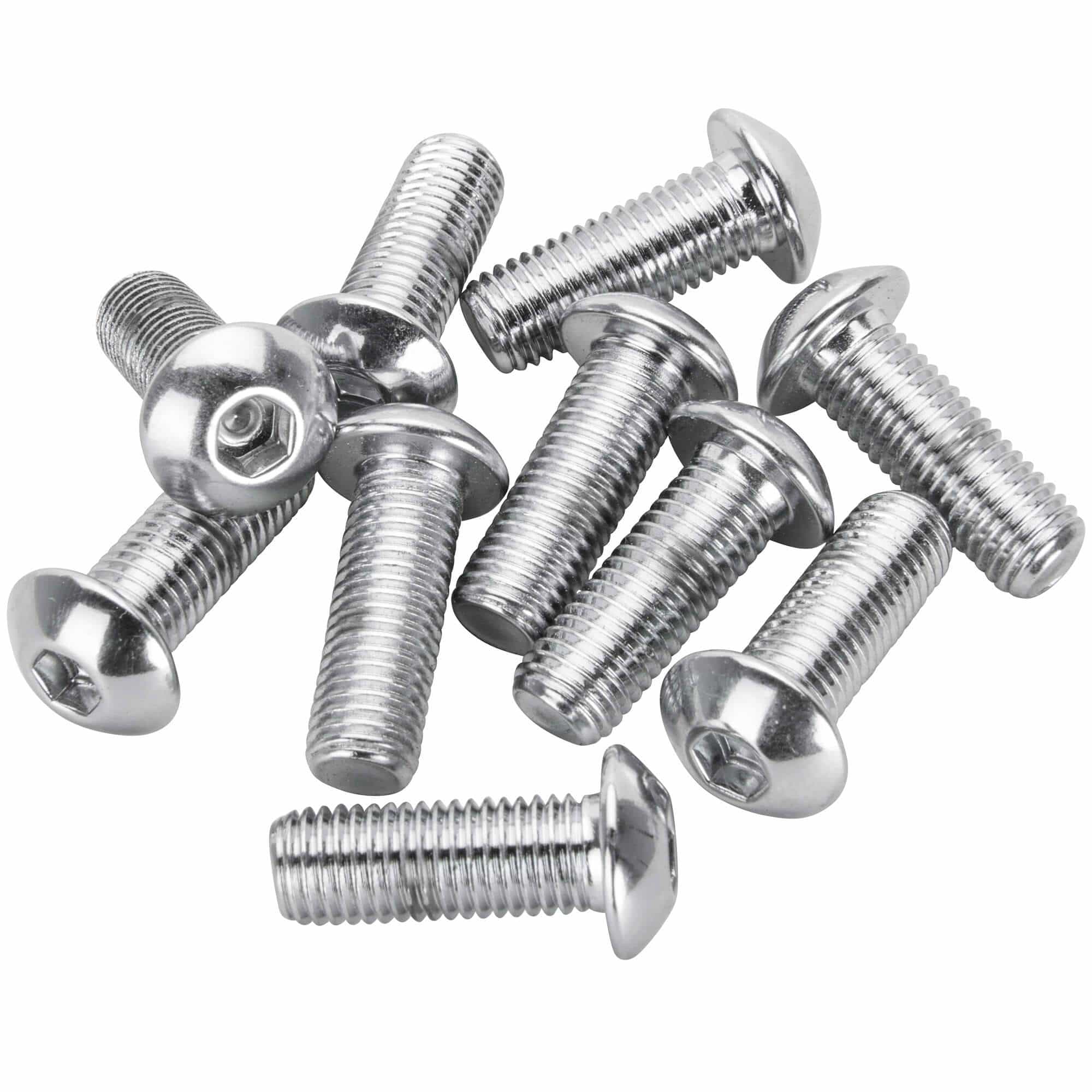 #BHC-8002 5/16-24 x 7/8 inch Length Chrome Button Head Allen Bolt - 10 Pack