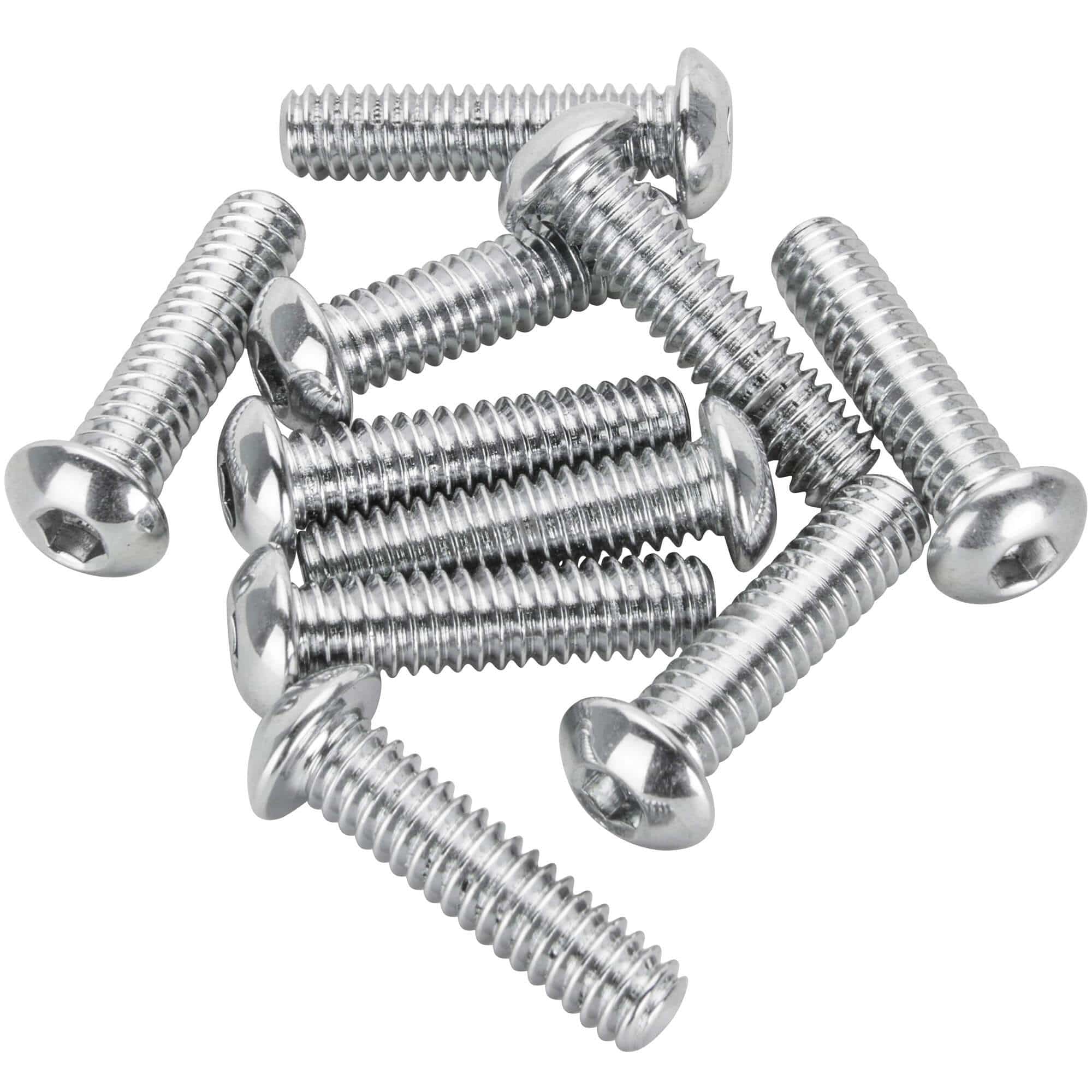 #BHC-832 1/4-20 x 1 inch Length Chrome Button Head Allen Bolt - 10 Pack