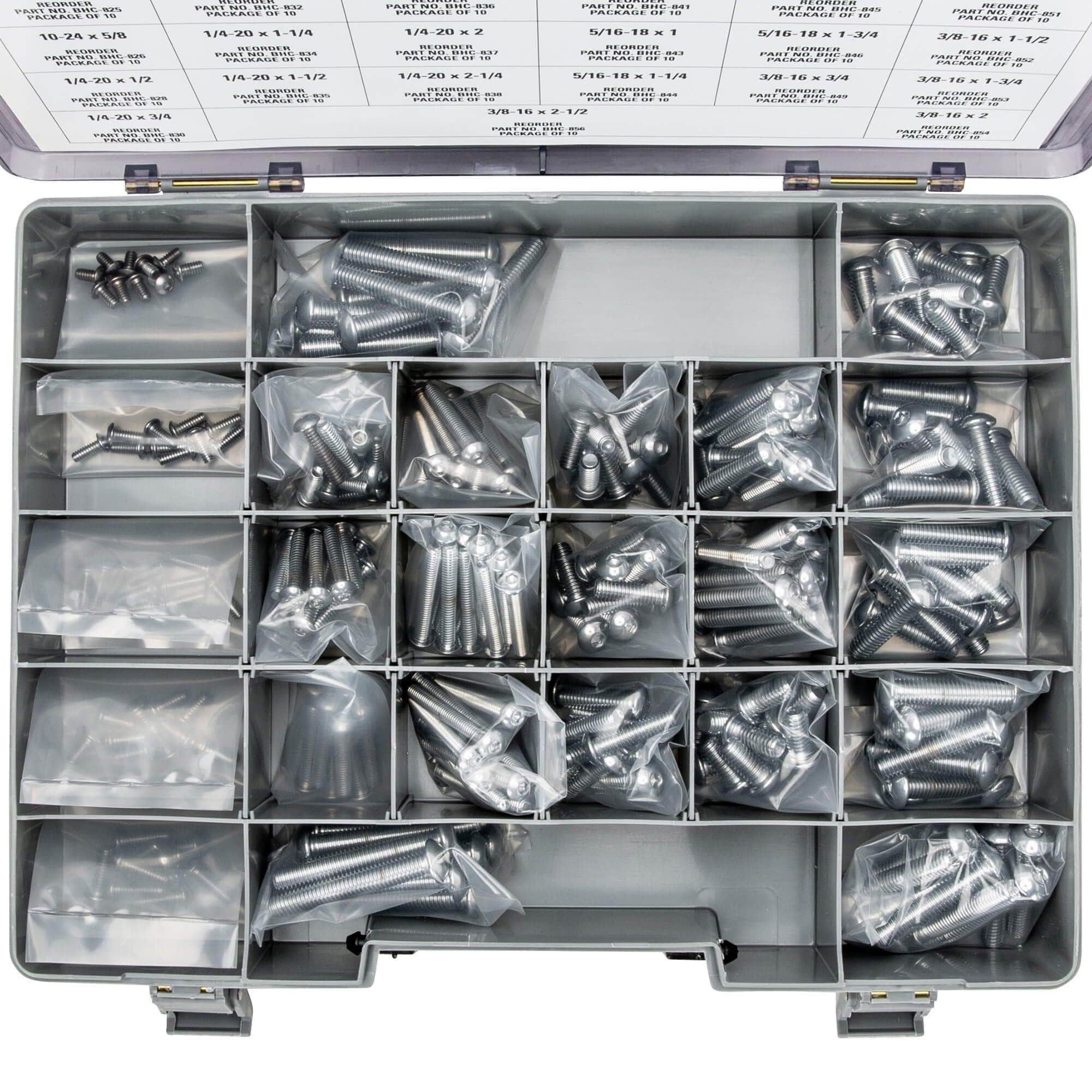 005 Button Head Socket Head Screw Assortment - Coarse Thread - 240 Piece - Chrome Plated - Image 3