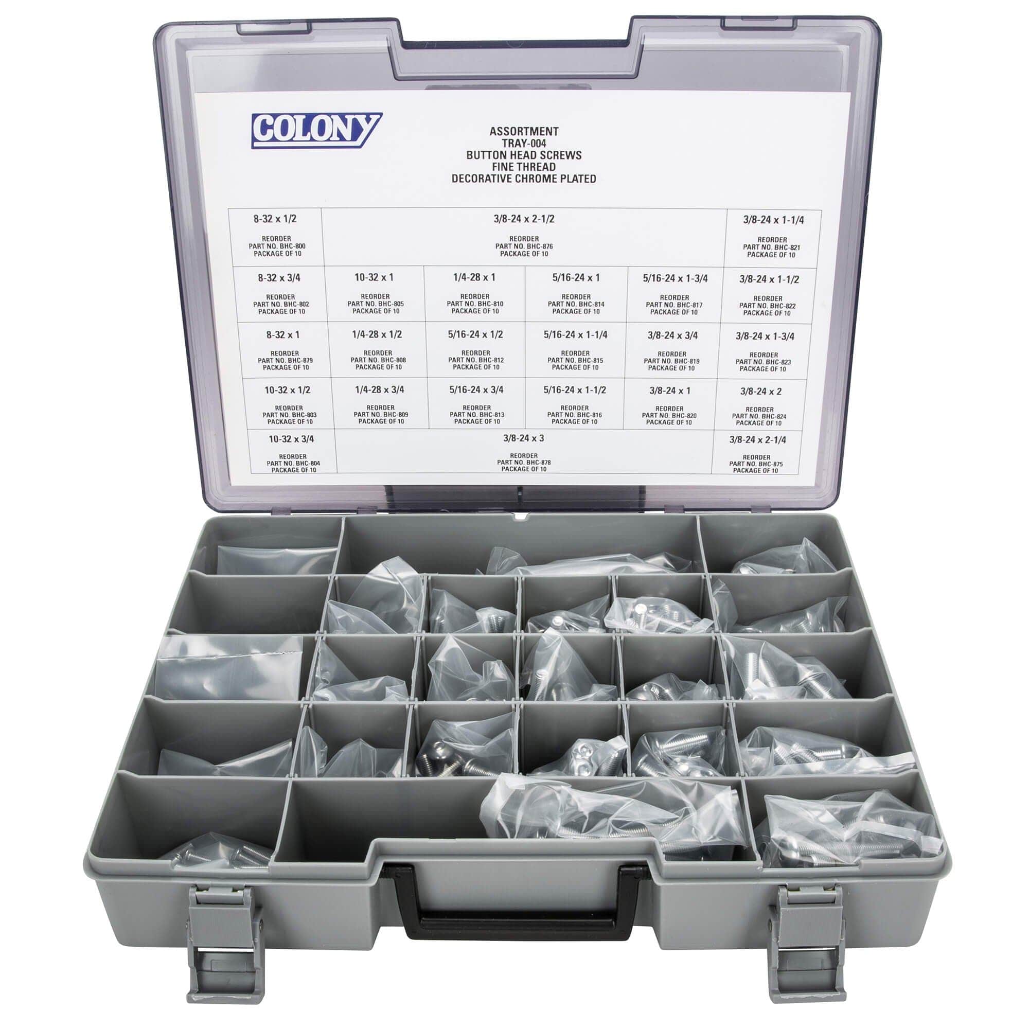004 Button Head Socket Head Screw Assortment - Fine Thread - 240 Piece - Chrome Plated - Image 2