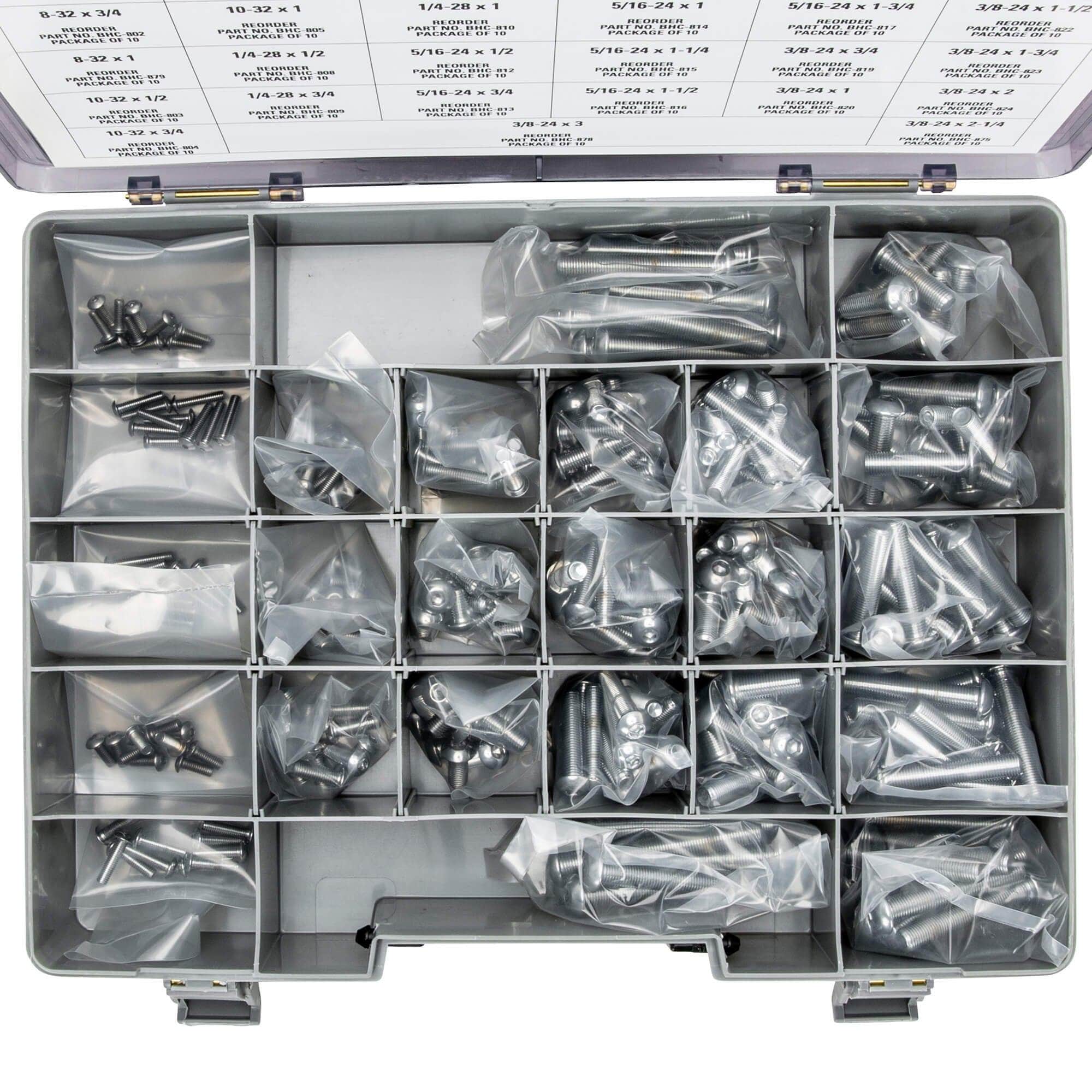 004 Button Head Socket Head Screw Assortment - Fine Thread - 240 Piece - Chrome Plated - Image 3