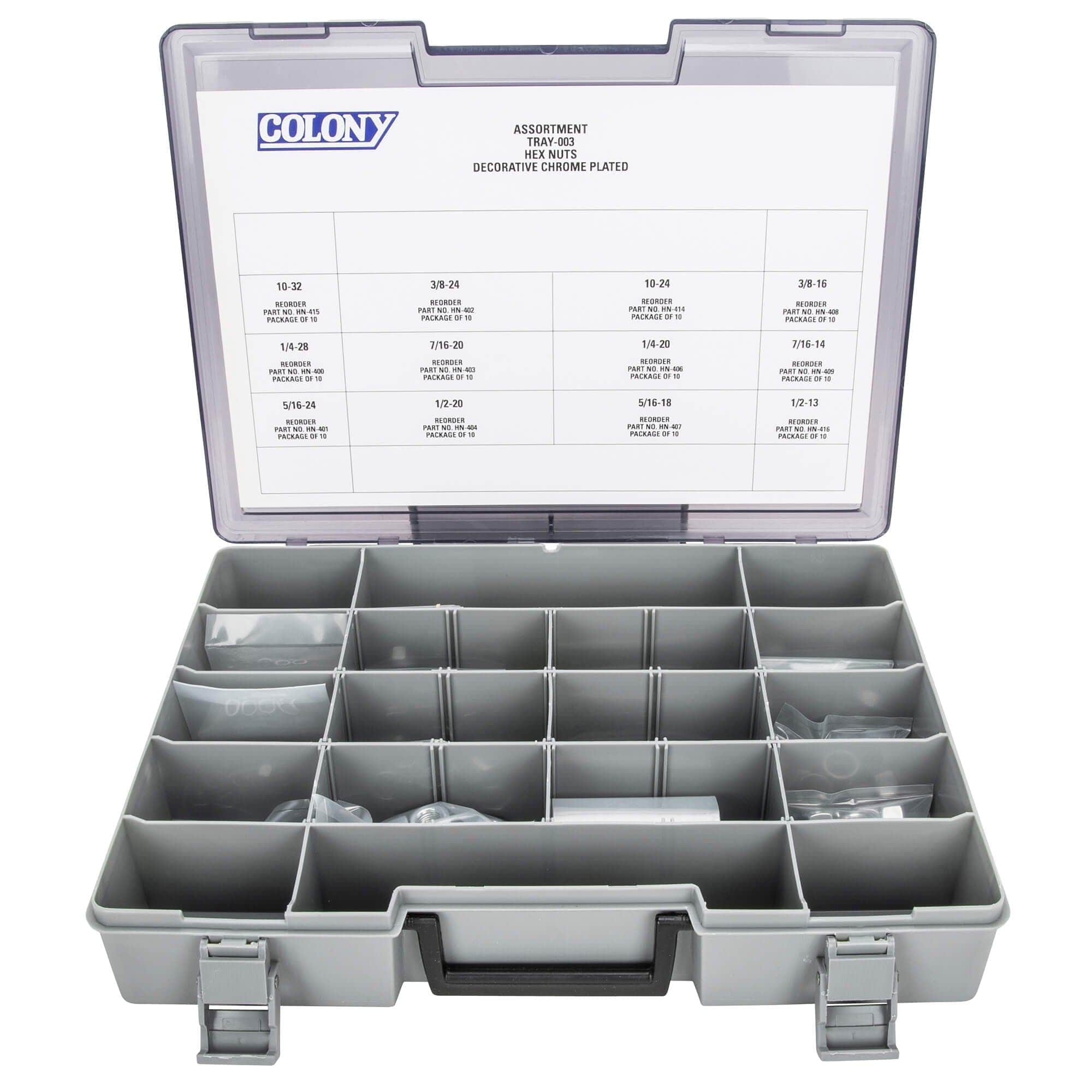 003 Hex Nut Assortment - 120 Piece - Chrome Plated - Image 2