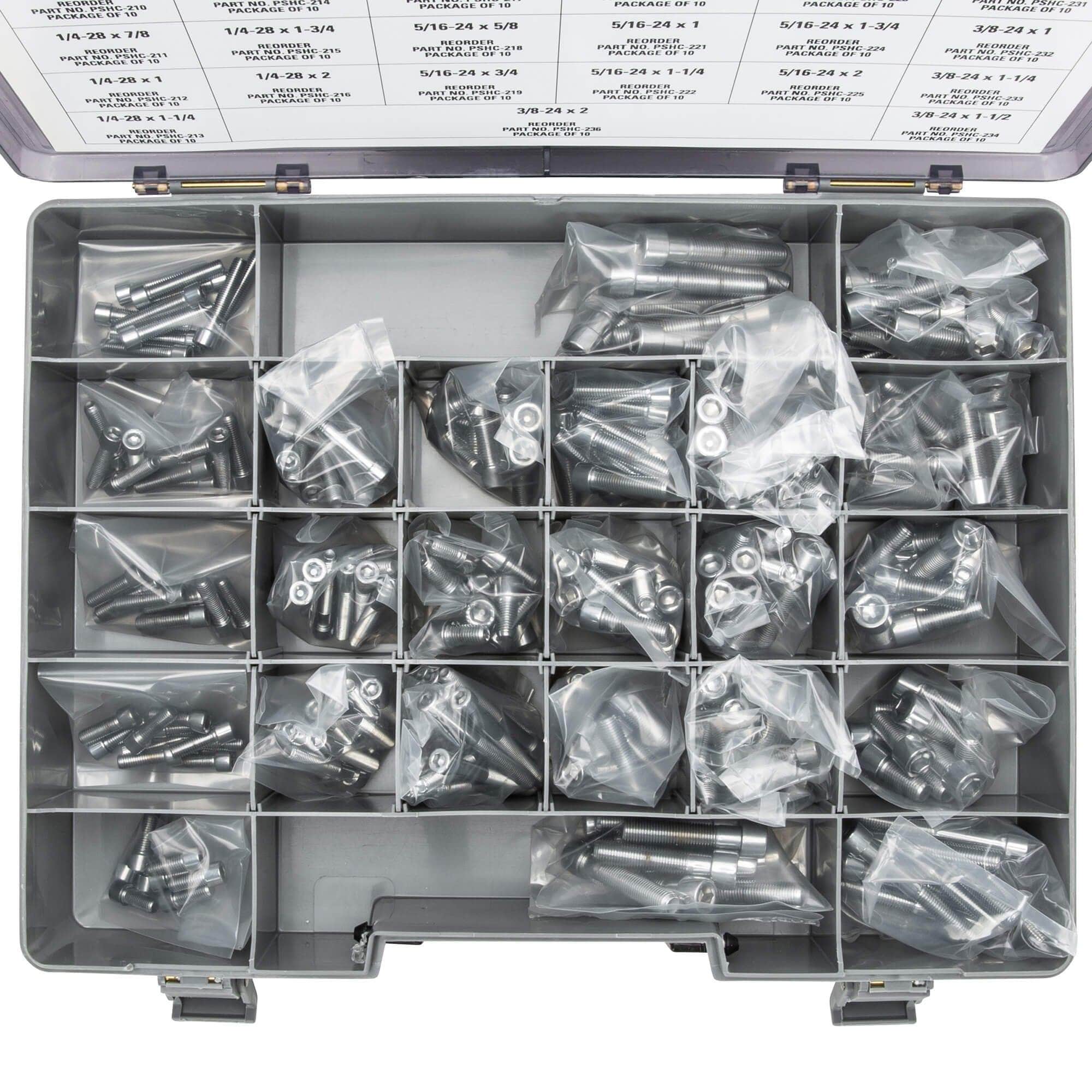 007 Smooth Head Socket Head Screw Assortment - Fine Thread - 240 Piece - Chrome Plated - Image 3