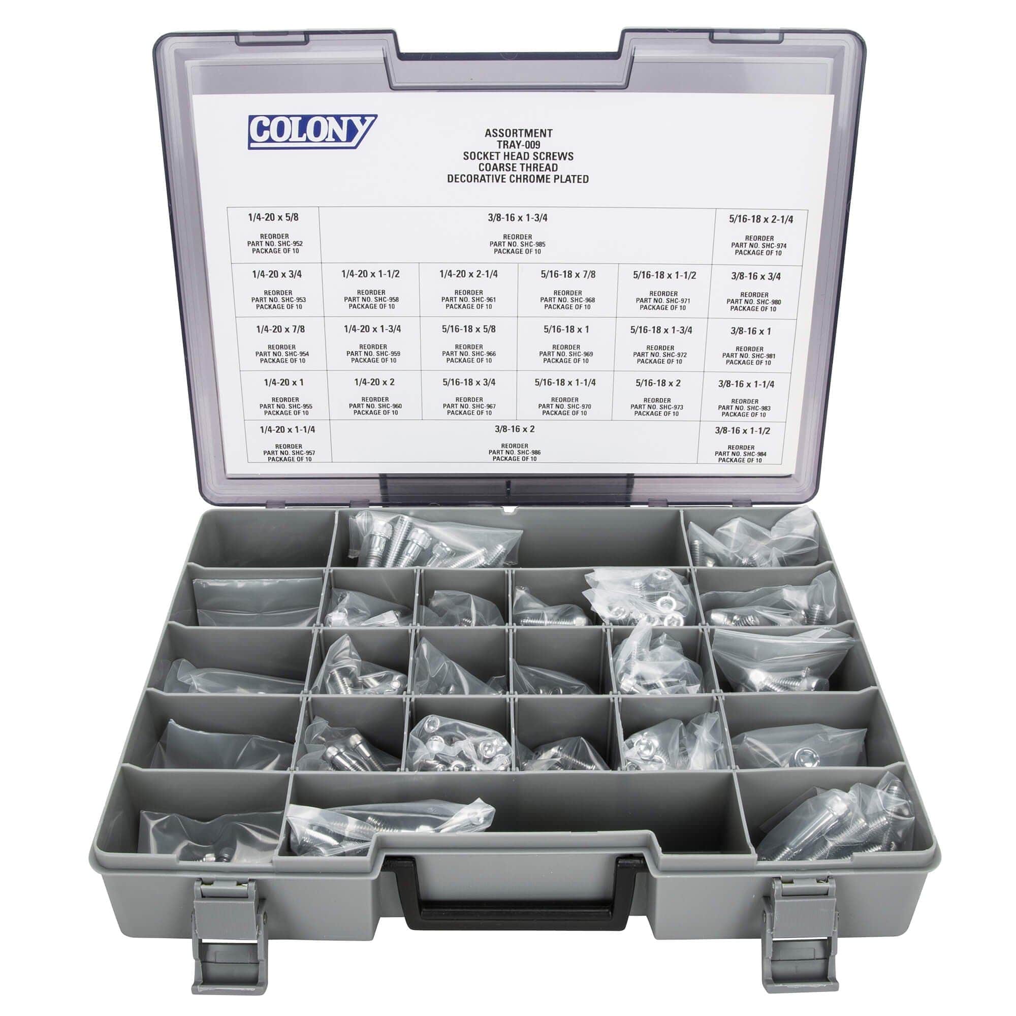 009 Socket Head Screw Assortment - Coarse Thread - 240 Piece - Chrome Plated - Image 2