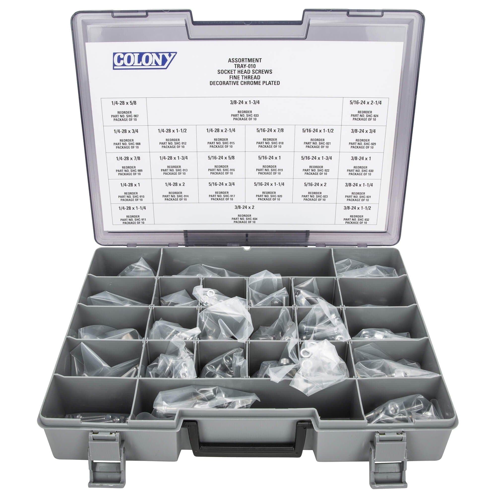 010 Socket Head Screw Assortment - Fine Thread - 240 Piece - Chrome Plated - Image 2