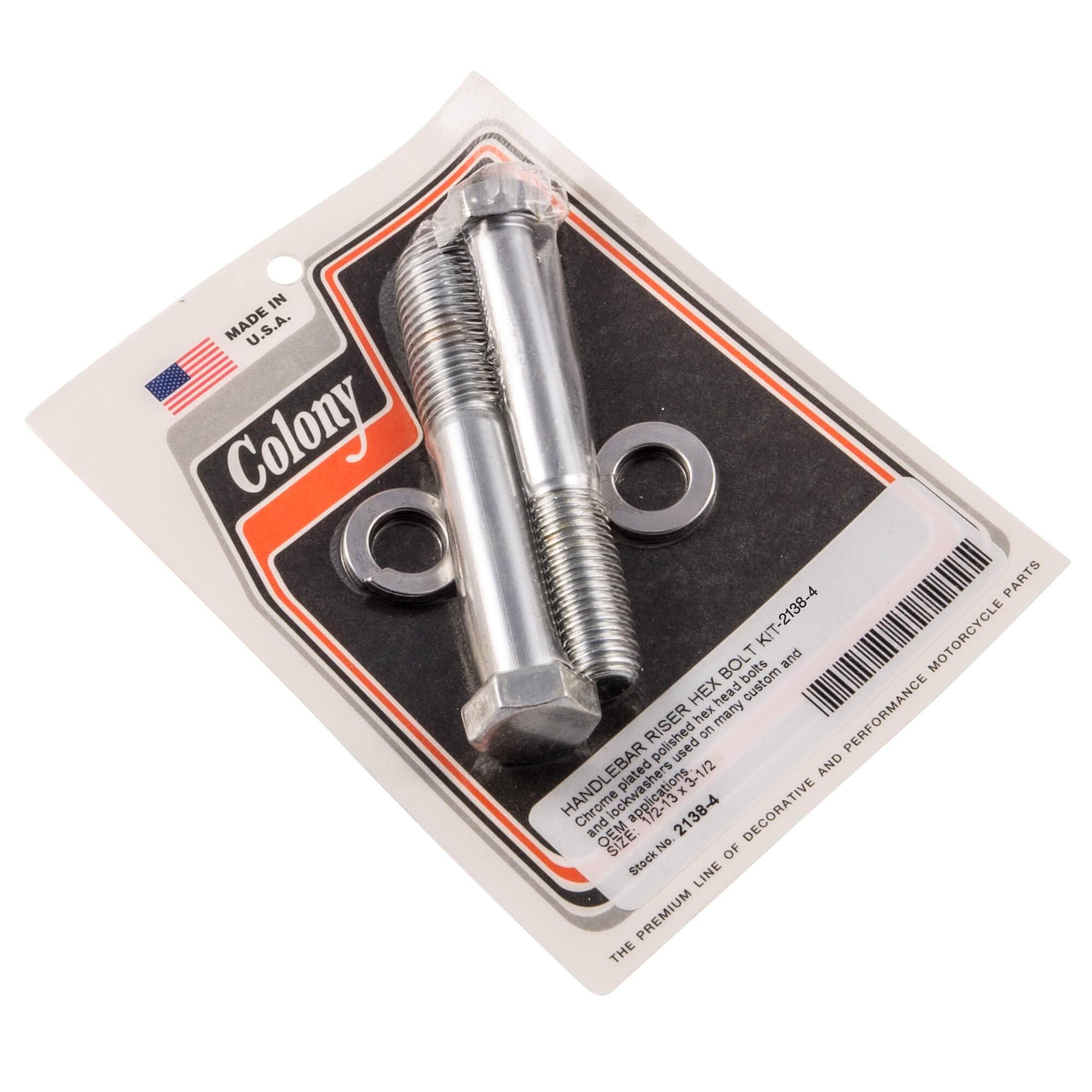 #2138-4 Handlebar Riser Hex Bolt Kit 1/2-13 x 3-1/2" - Chrome Plated