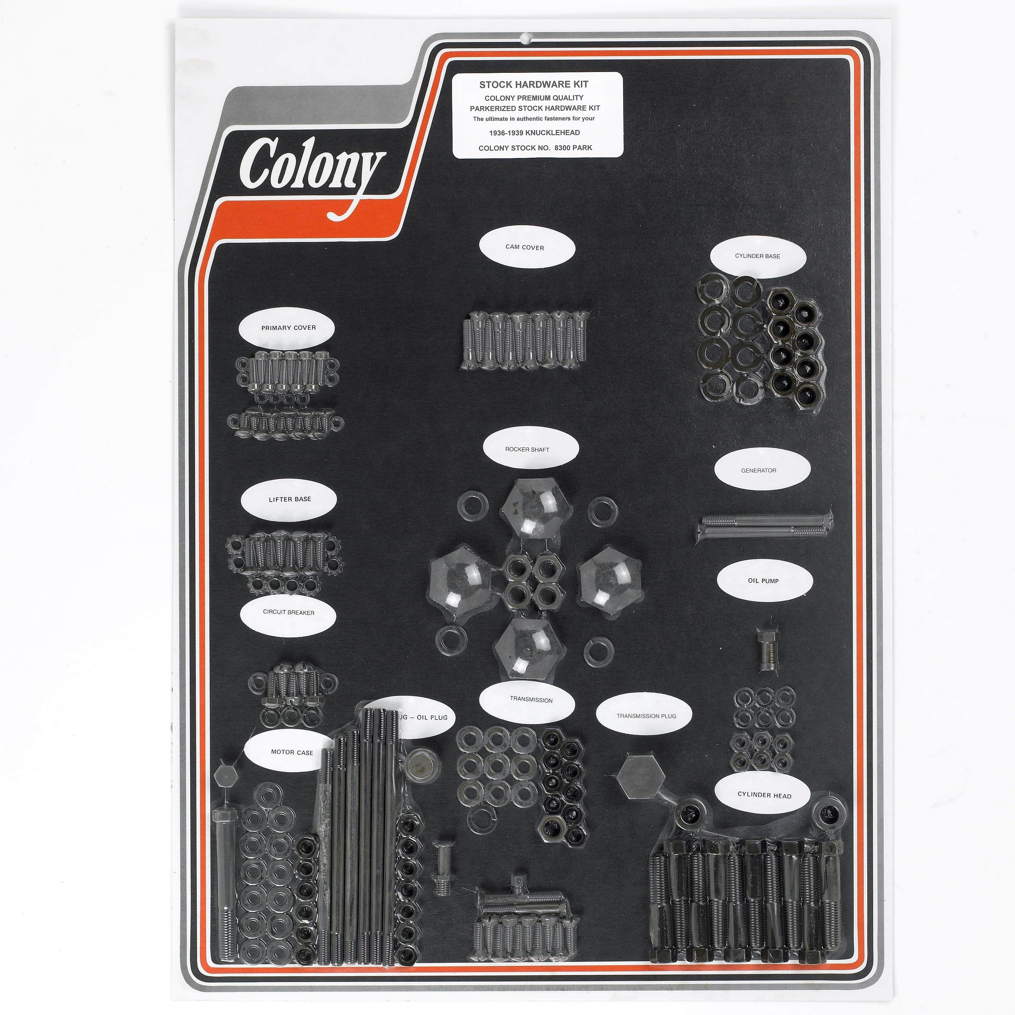 #8300 PARK Complete Stock Hardware Kit - 1936-1939 Harley-Davidson Knucklehead - Parkerized