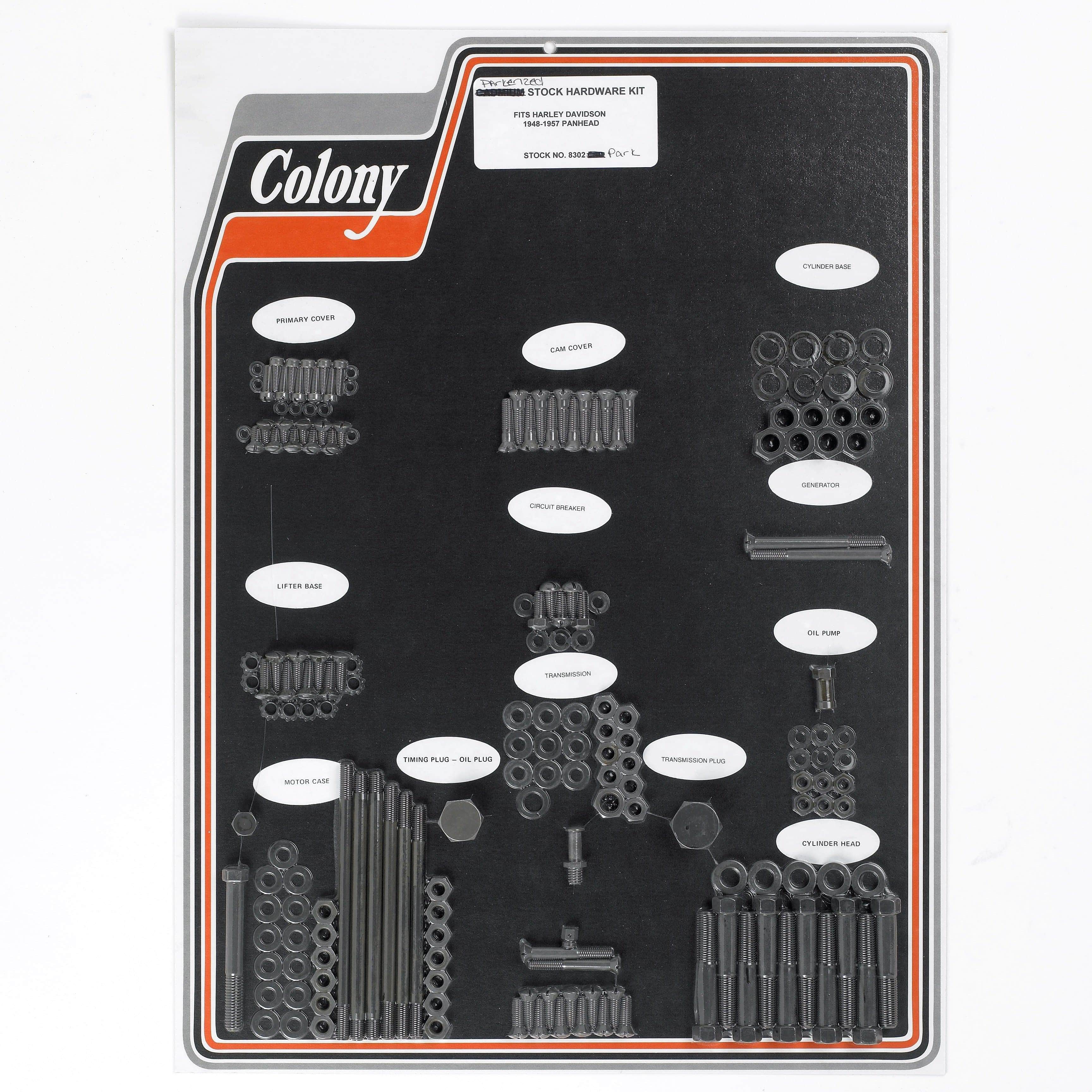 #8302 PARK Complete Stock Hardware Kit - 1948-1957 Harley-Davidson Panhead - Parkerized