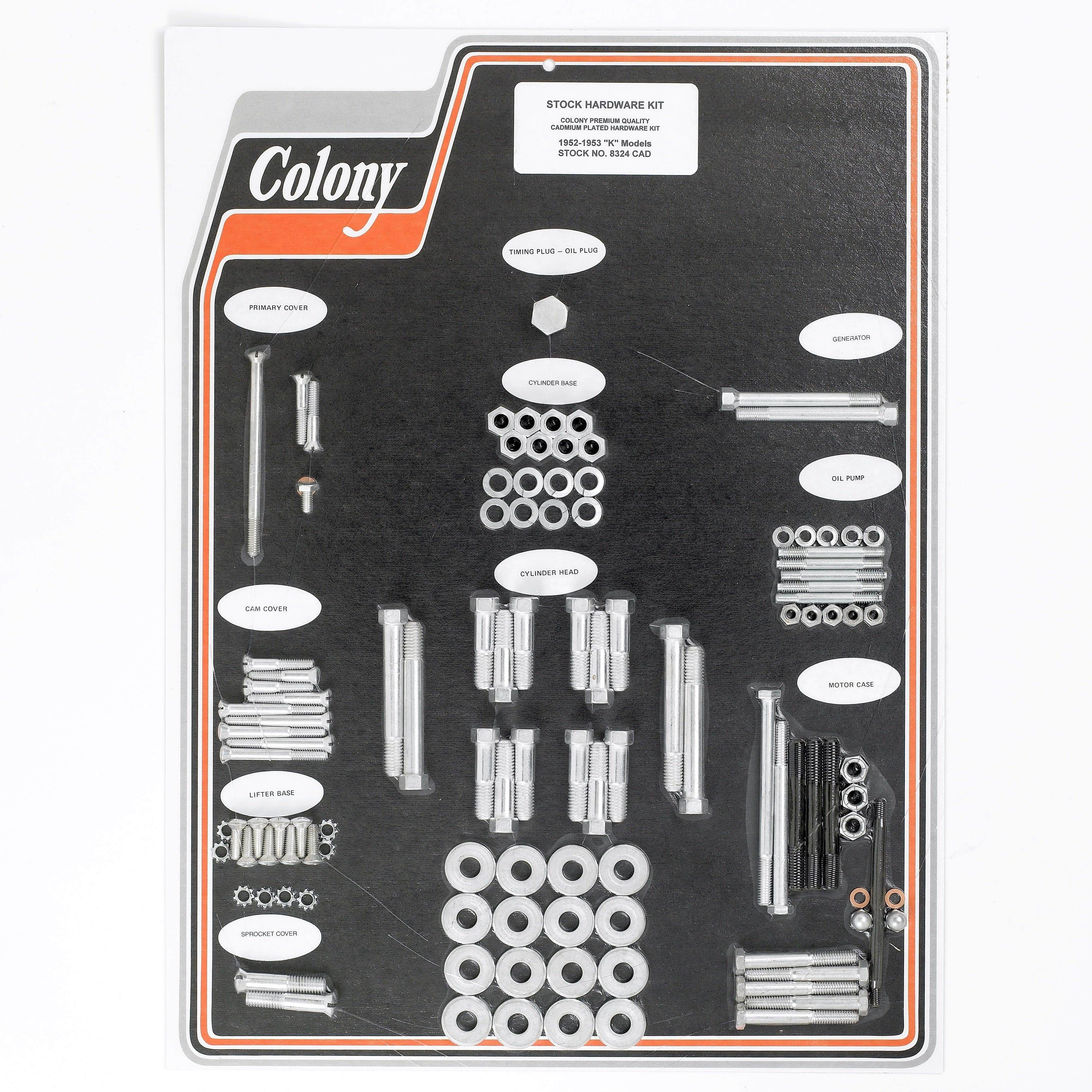 #8324 CAD Complete Stock Hardware Kit - 1952-1953 Harley-Davidson K Model - CAD Plated