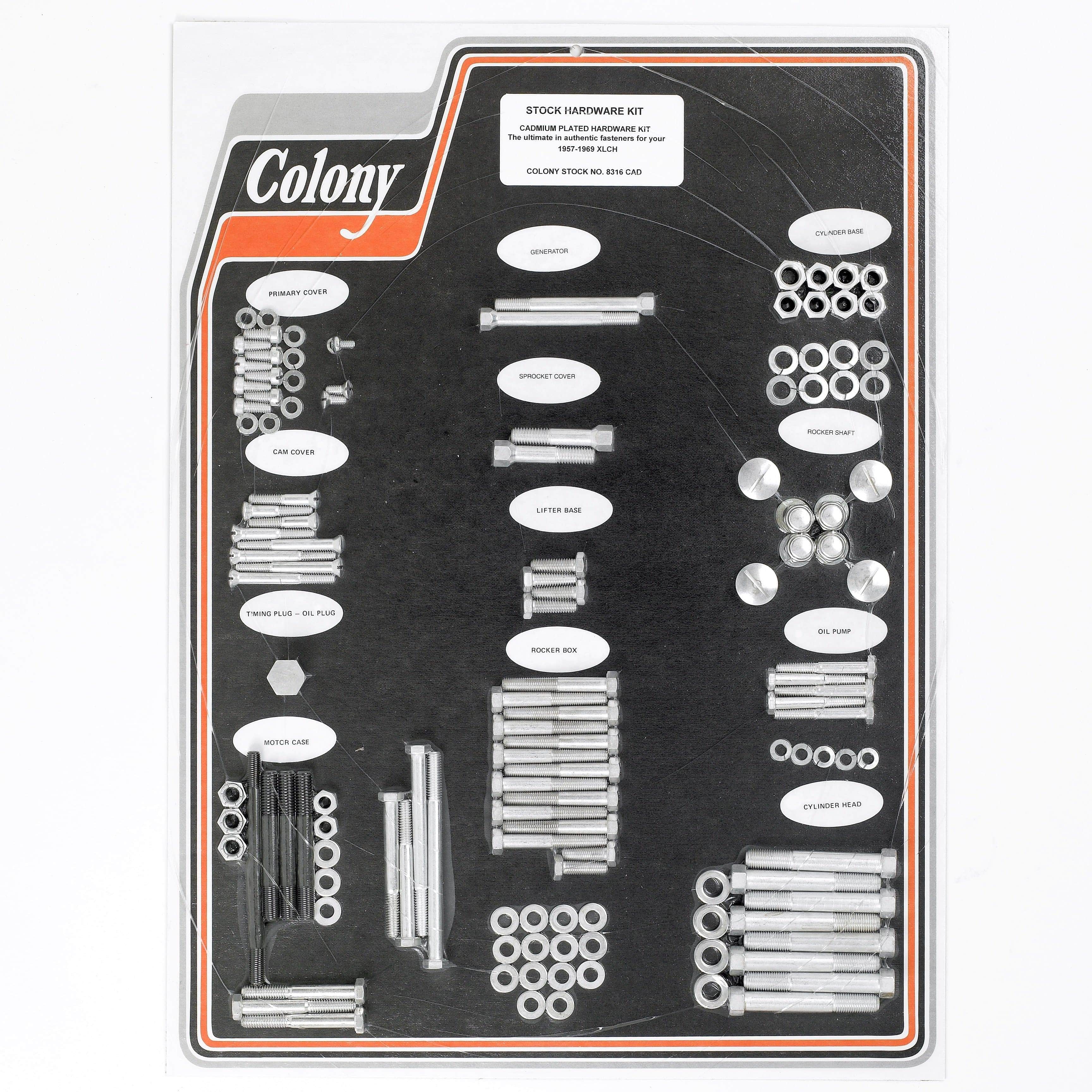 #8316 CAD Complete Stock Hardware Kit - 1957-1969 Harley-Davidson Sportster XLCH - CAD Plated