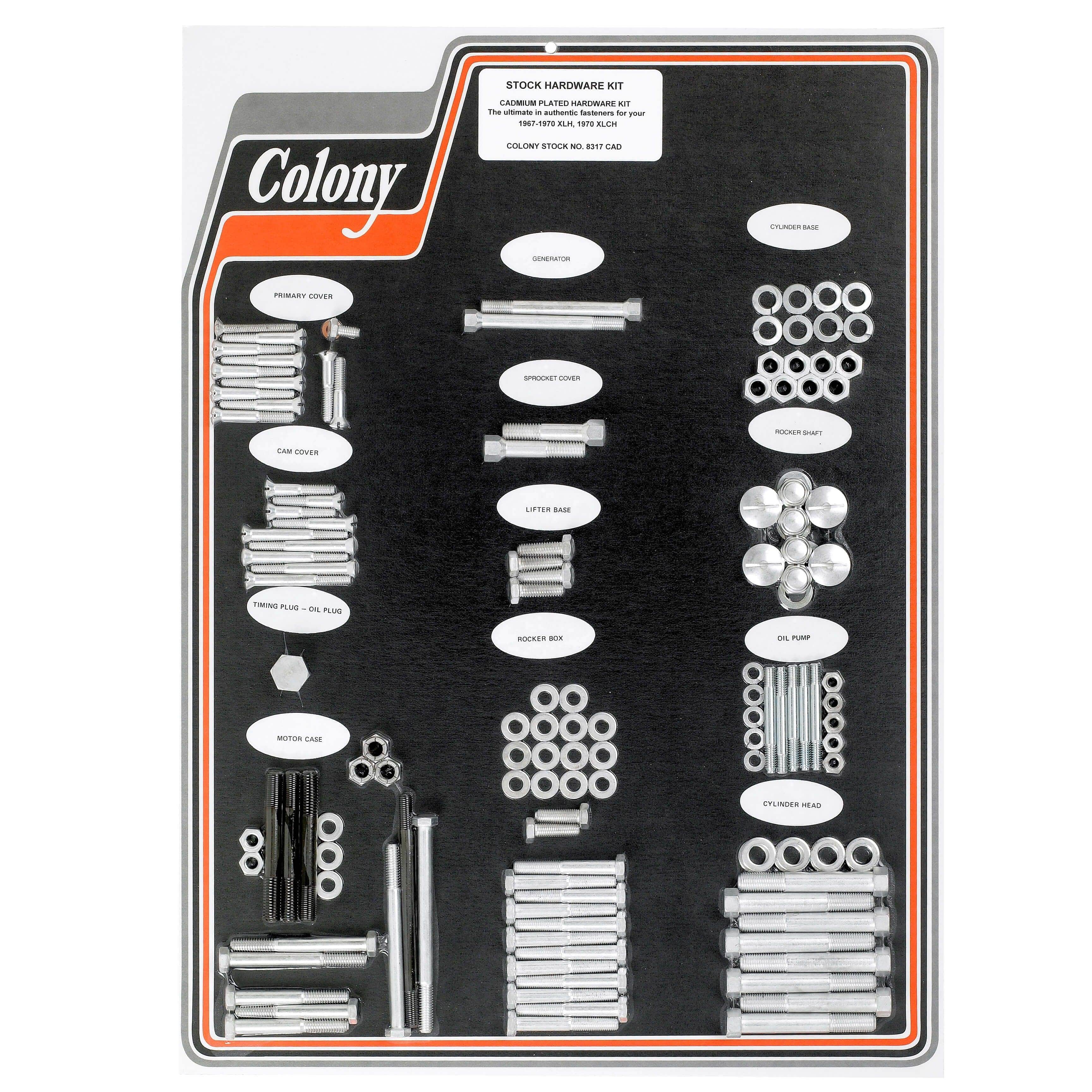 #8317 CAD Complete Stock Hardware Kit - 1967-1970 Harley-Davidson Sportster XLH and 1970 XLCH - CAD Plated